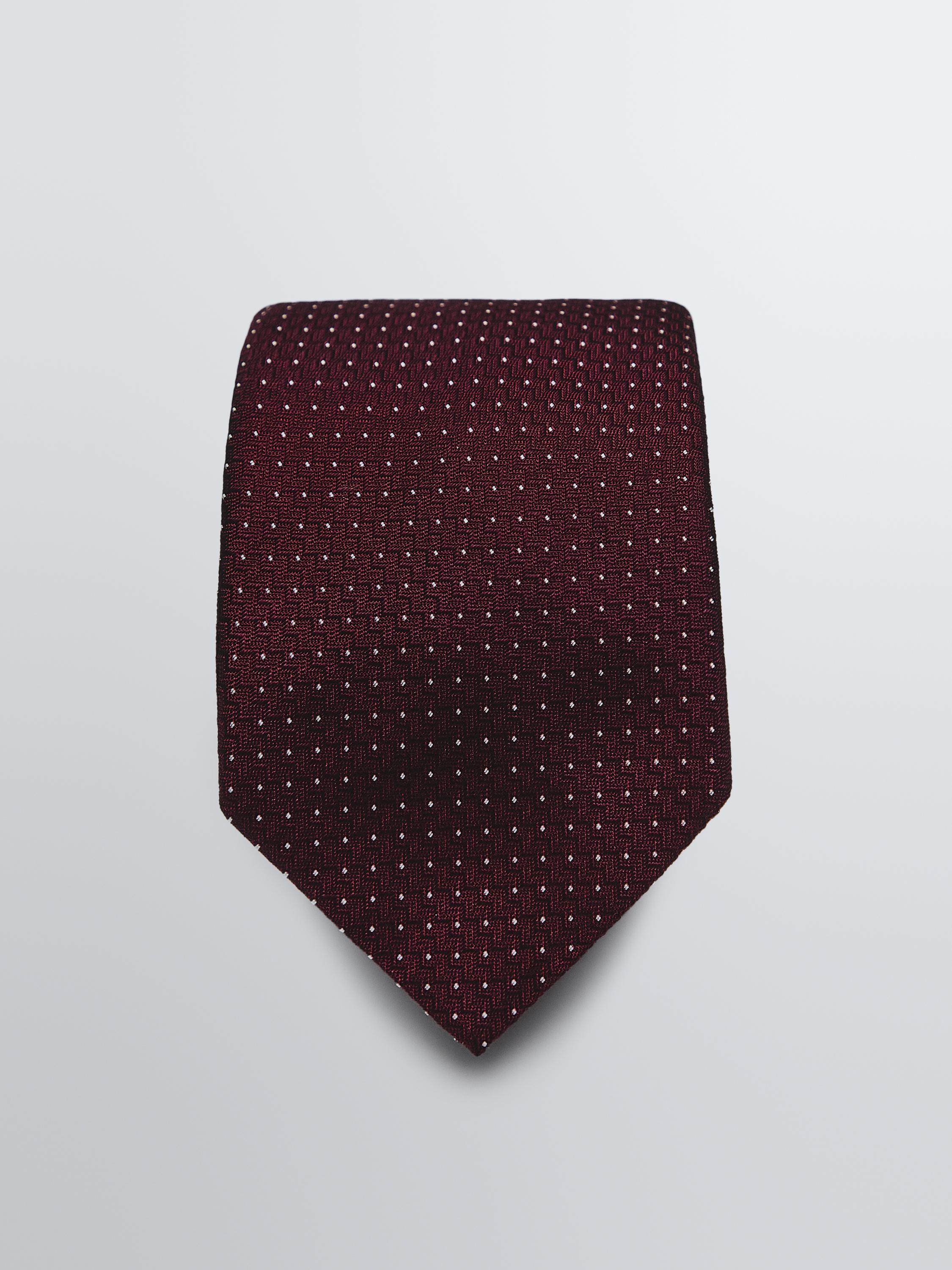 100% silk polka dot tie — MAROON