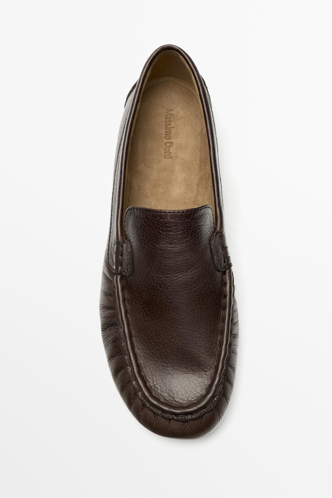 Soft leather moc toe loafer — BROWN