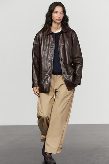 Leather nappa jacket — BROWN 8