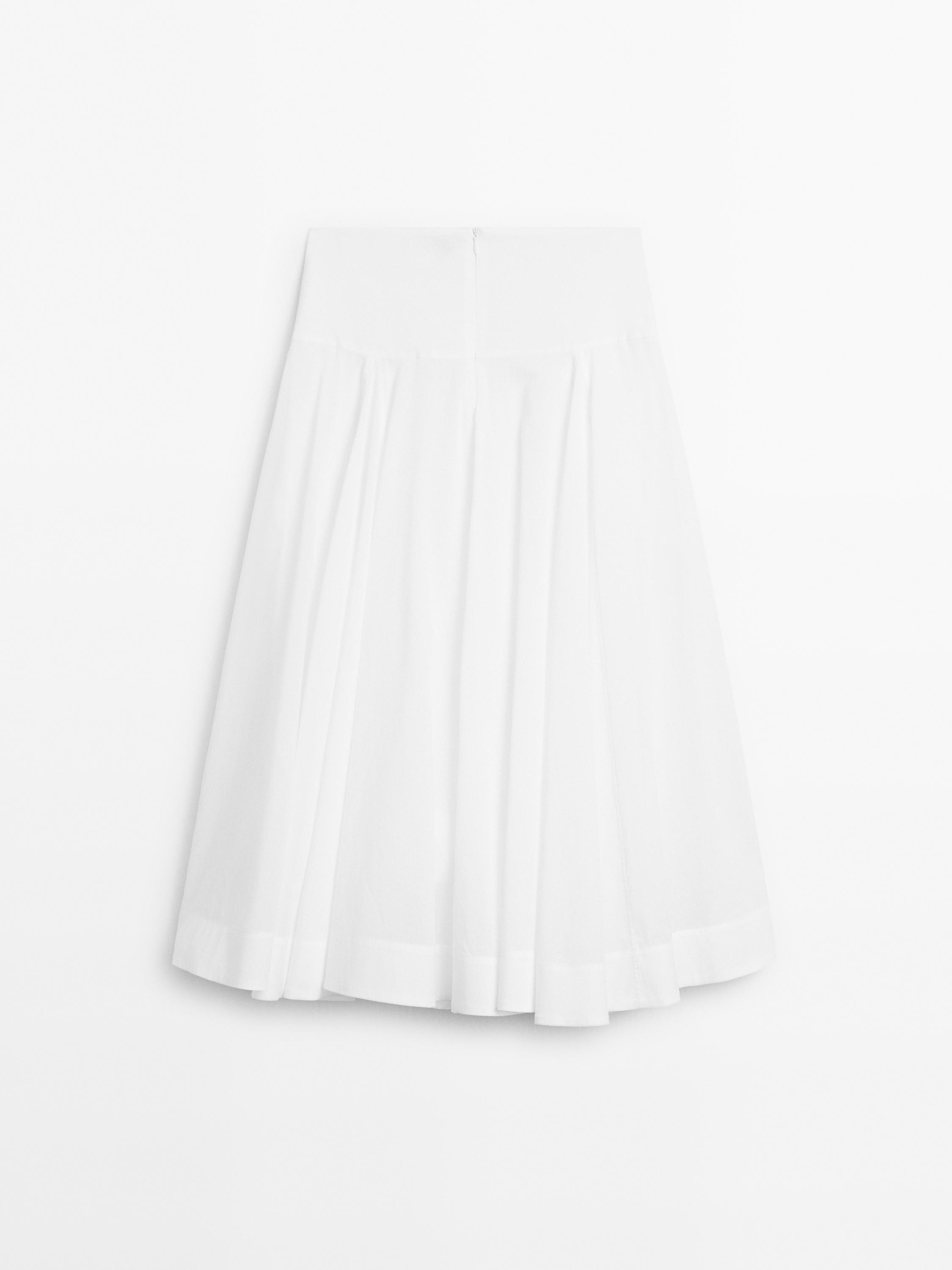 100% cotton midi skirt with yoke detail