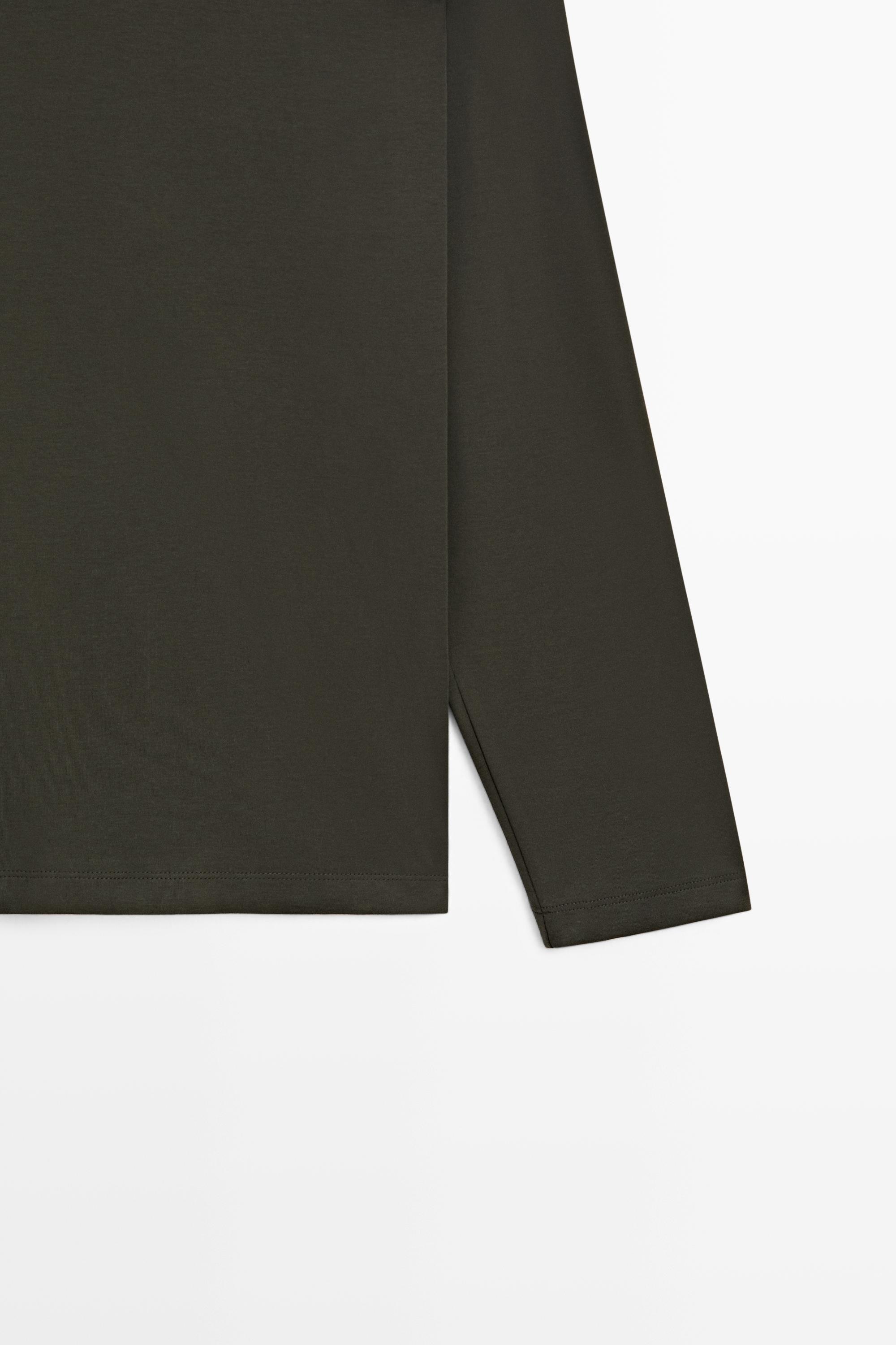 100% cotton long sleeve polo shirt — PALE OCHRE