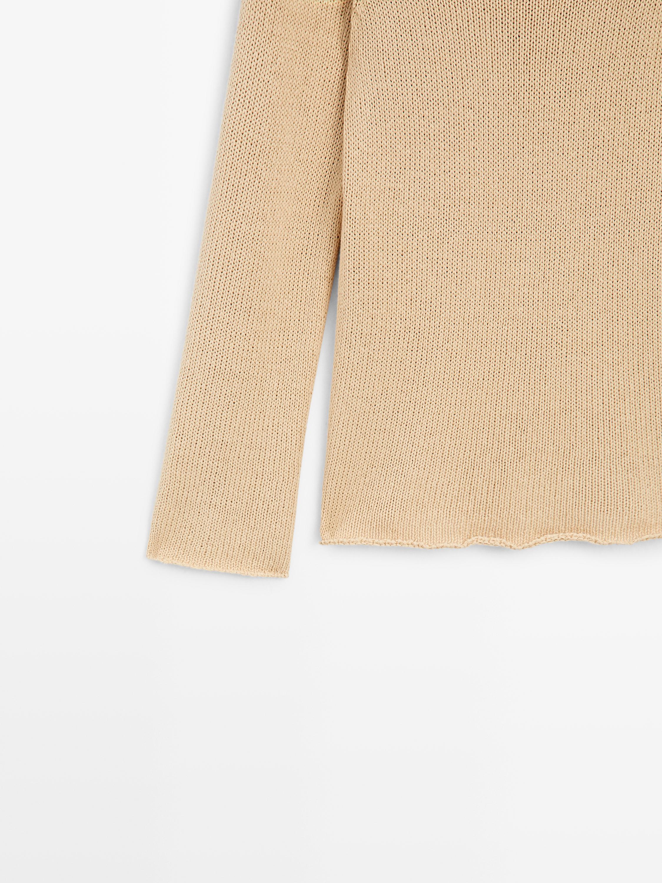 Cotton blend knit sweater — CORN YELLOW