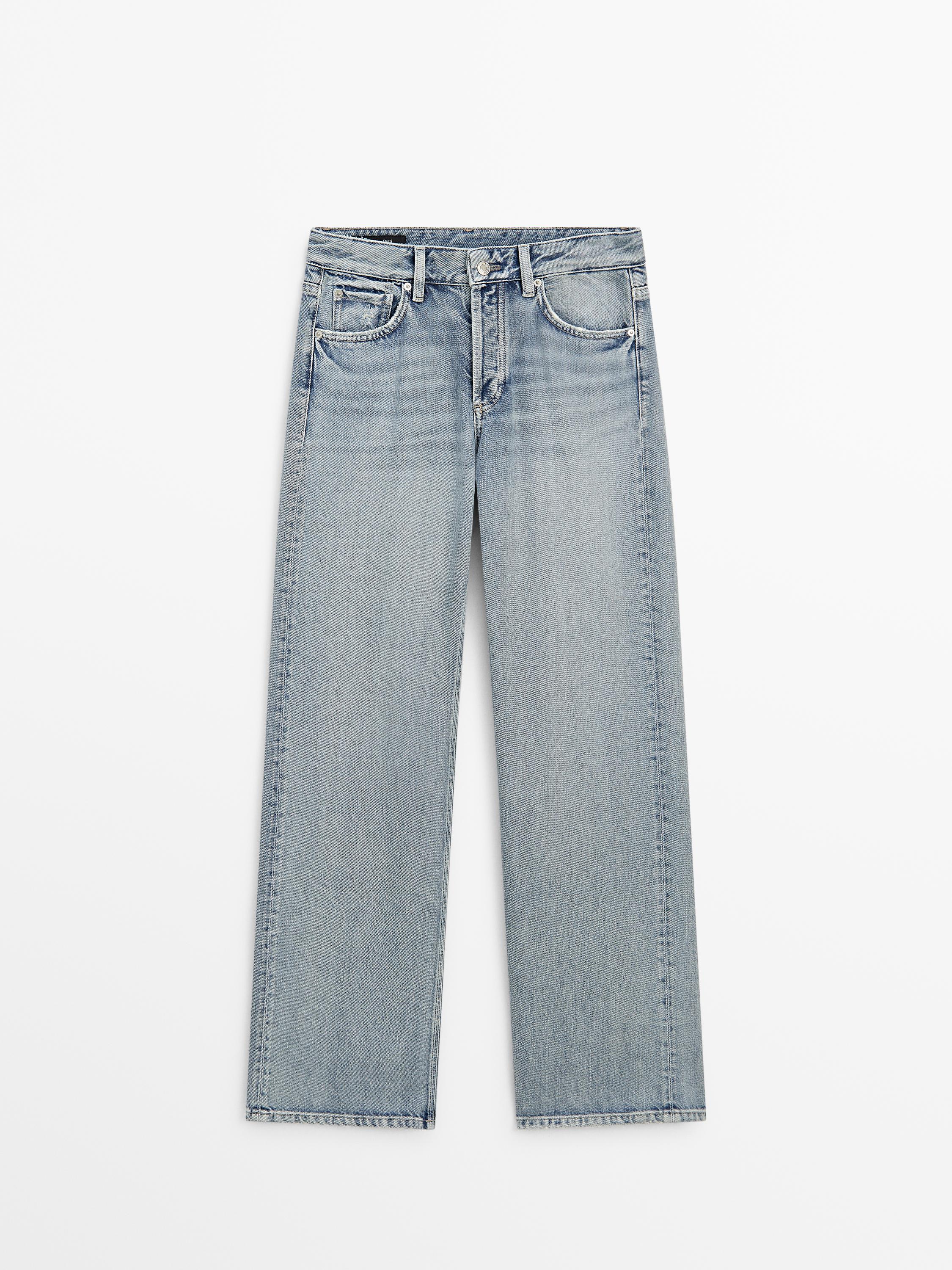 Mid-rise wide-leg jeans