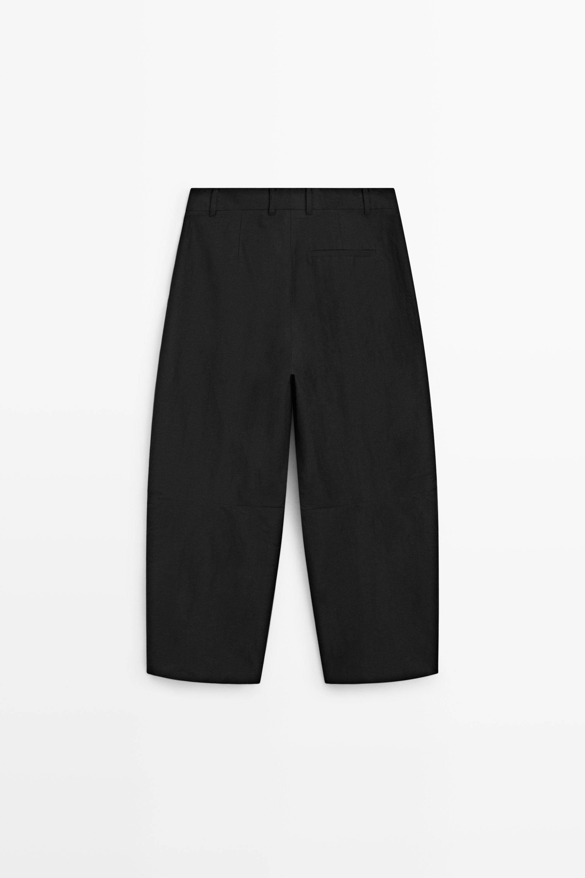 Linen blend pleated trousers - STUDIO — BLACK