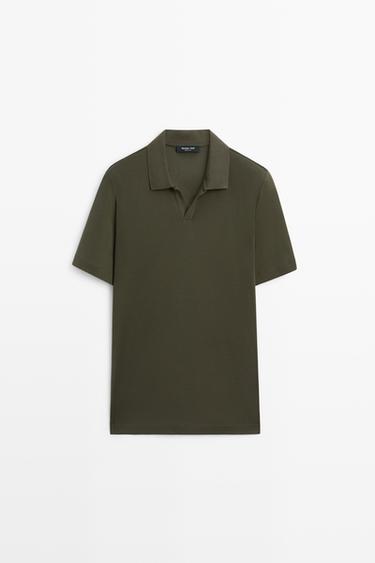 Short sleeve V-neck polo shirt — DARK GREEN 2