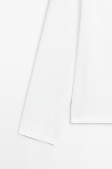100% cotton draped neckline T-shirt — Off white 7