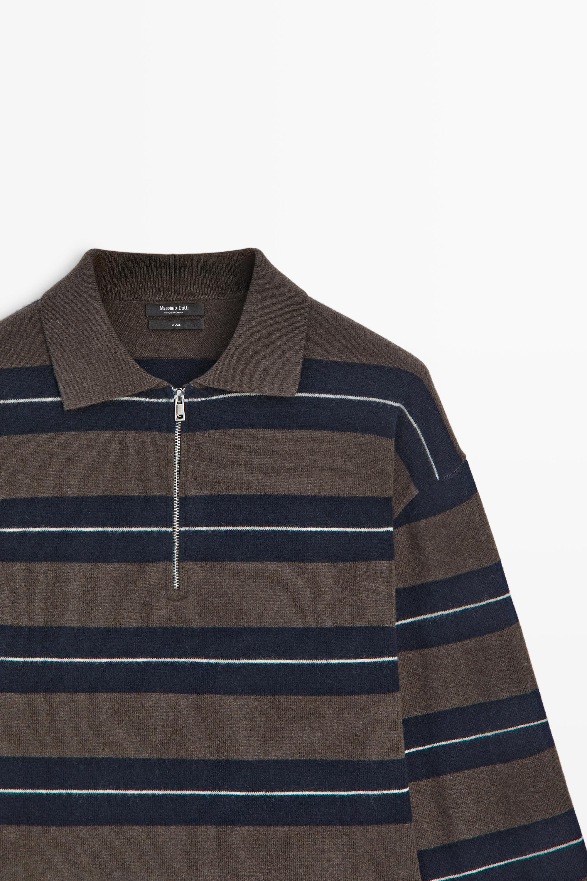 100% wool zip polo sweater - thumbnail 4