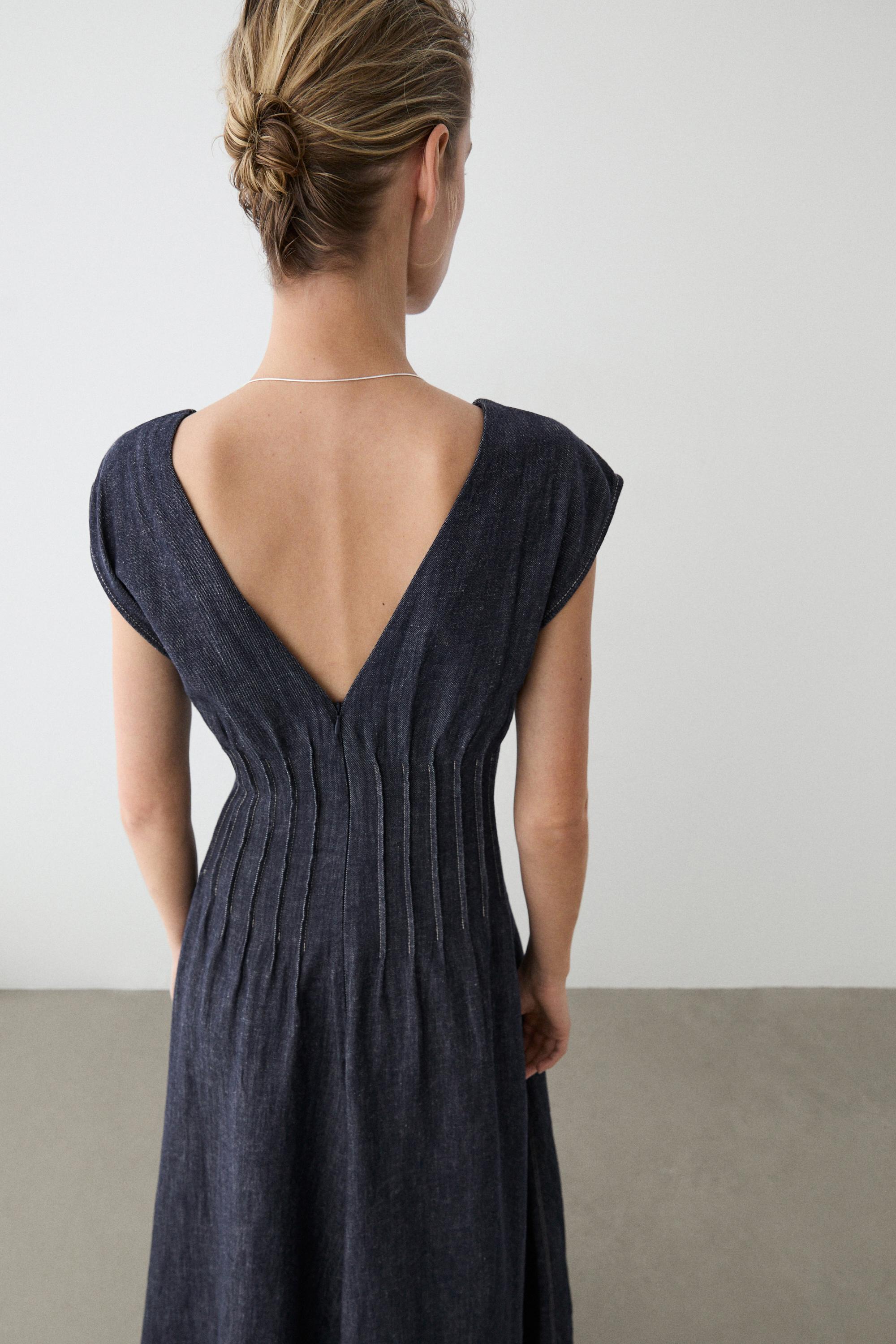 Denim midi dress — DARK BLUE