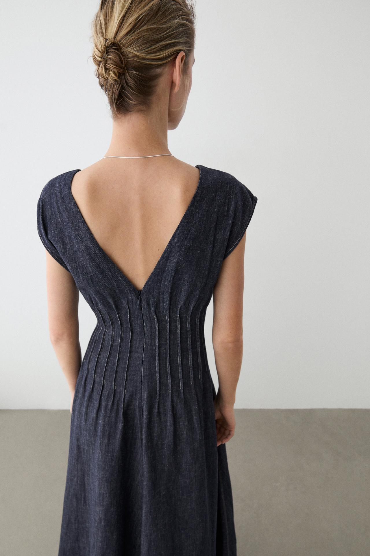 Denim midi dress — DARK BLUE