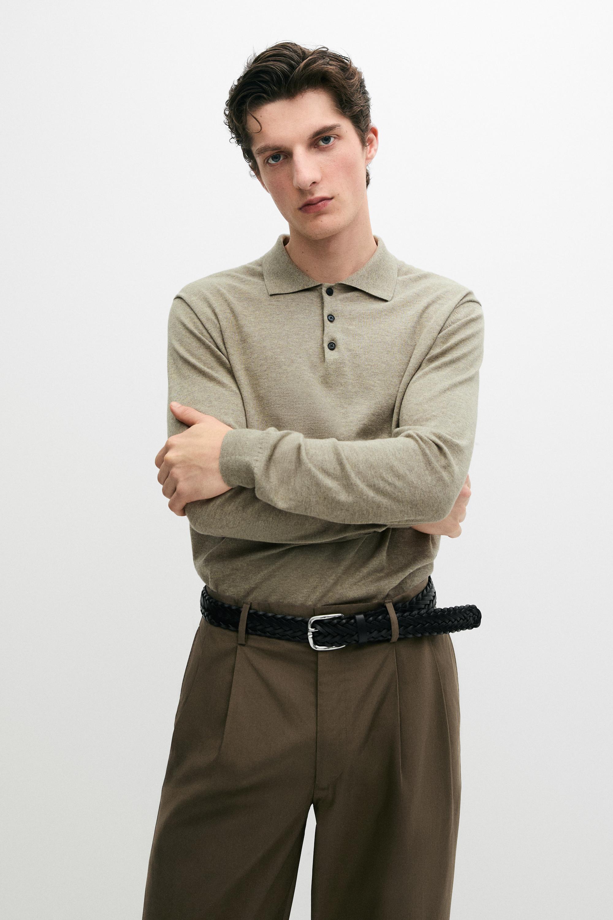 Cotton knit polo sweater