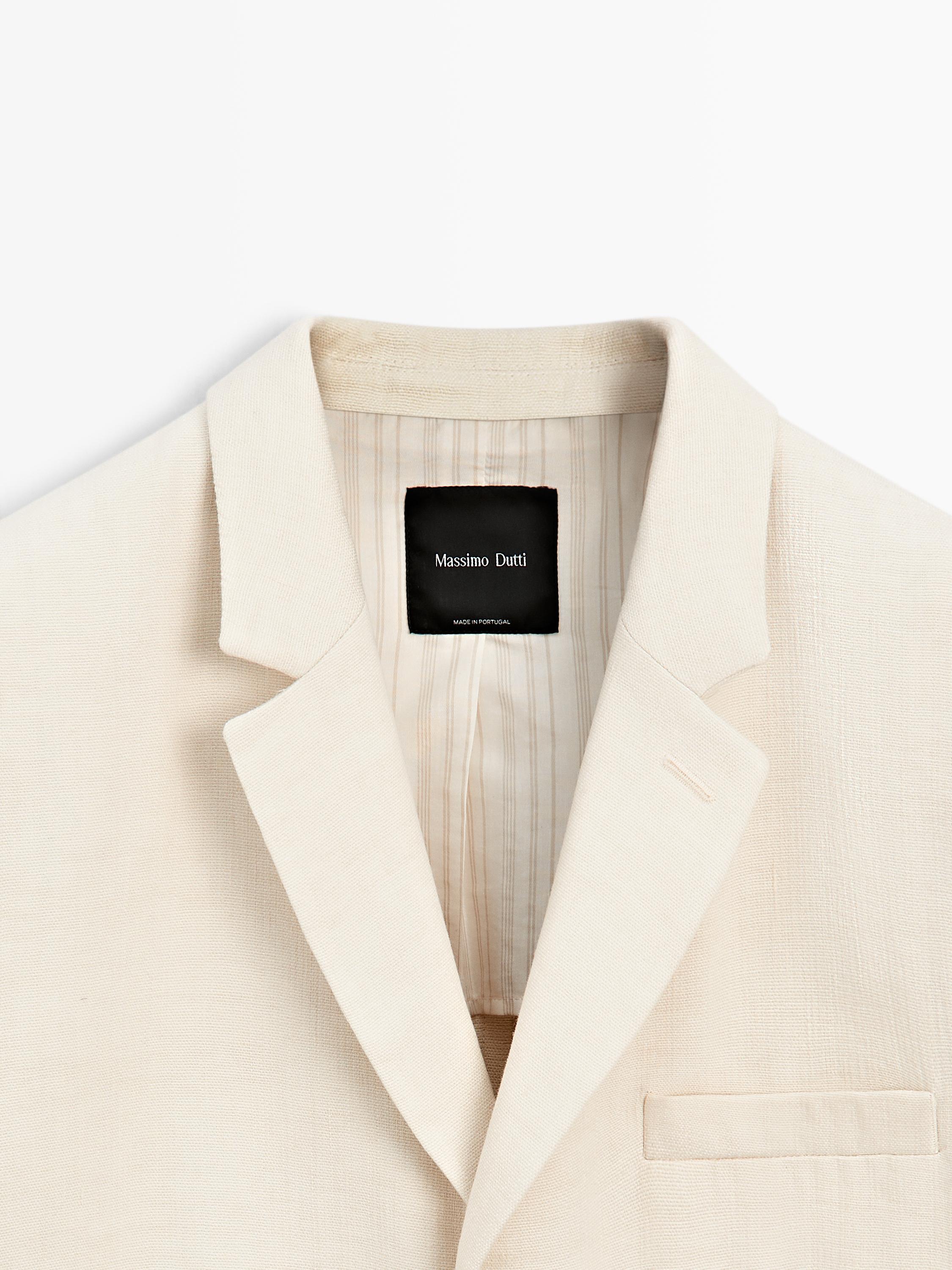Linen blend suit blazer — CREAM