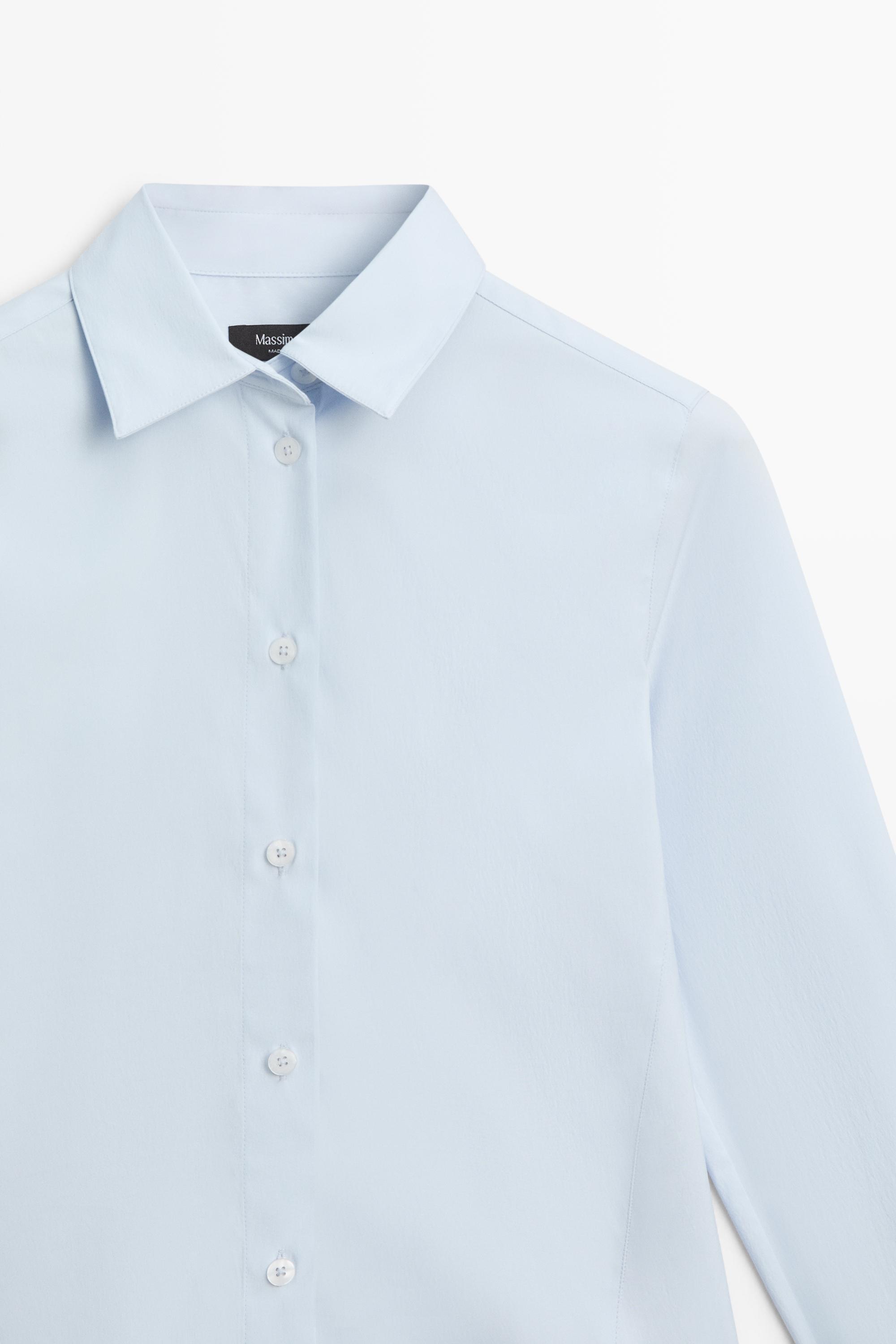 Cotton blend poplin shirt — SKY BLUE