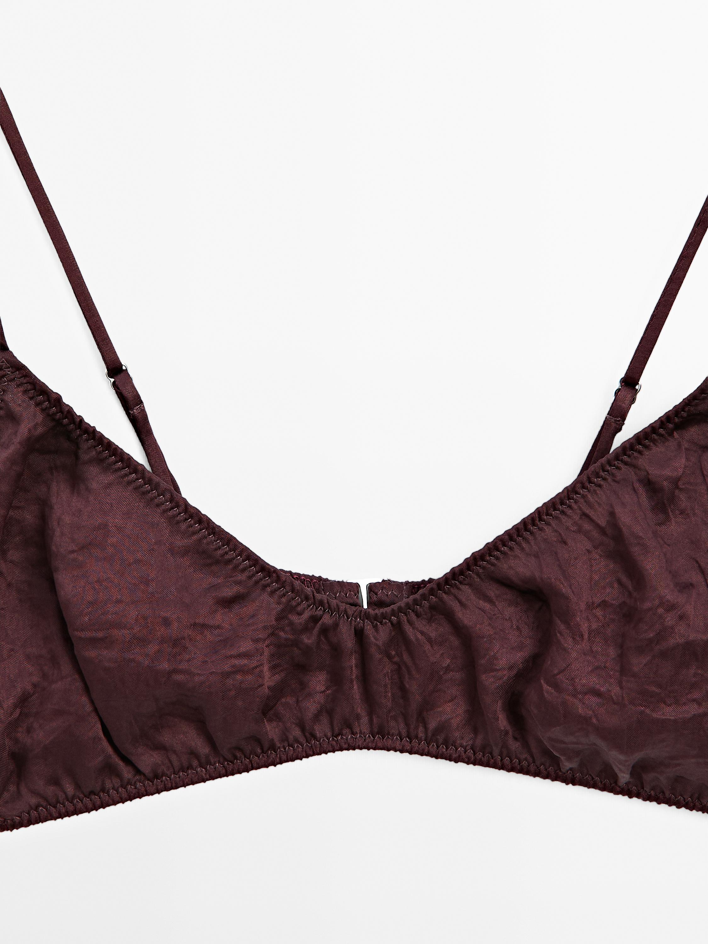 Gathered satin triangle bra - STUDIO