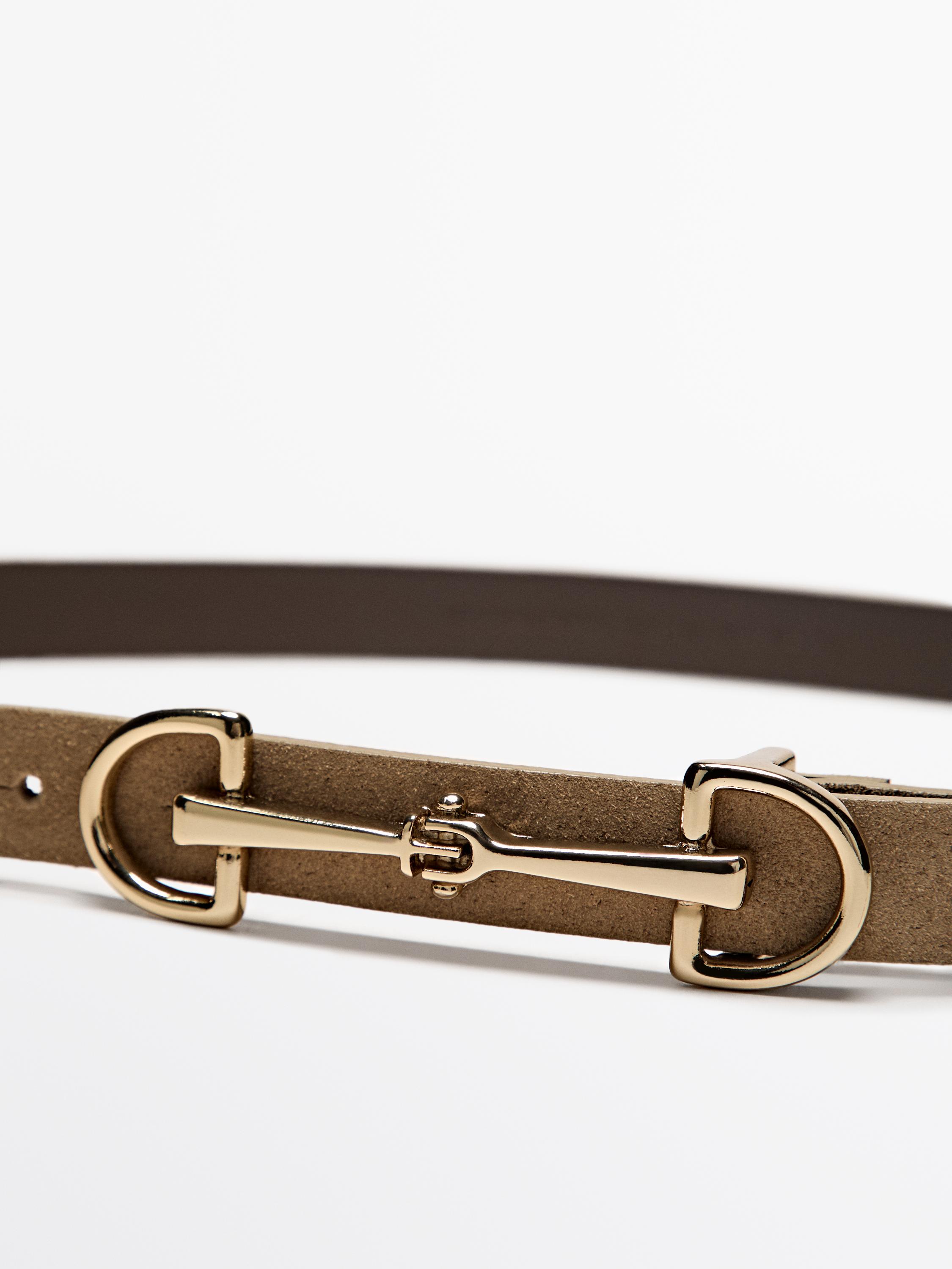 Equestrian split suede leather belt