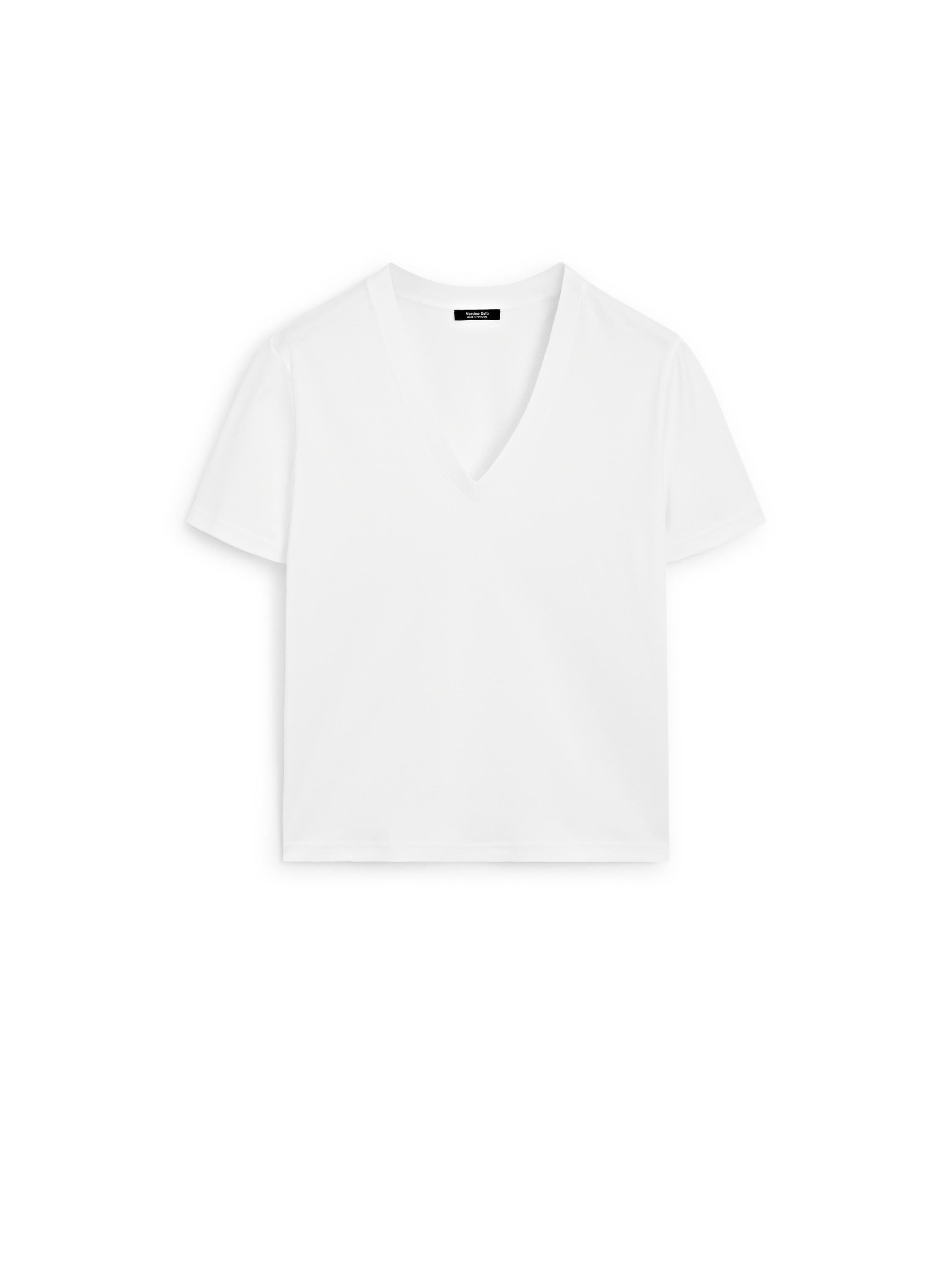 100% cotton interlock V-neck T-shirt — WHITE