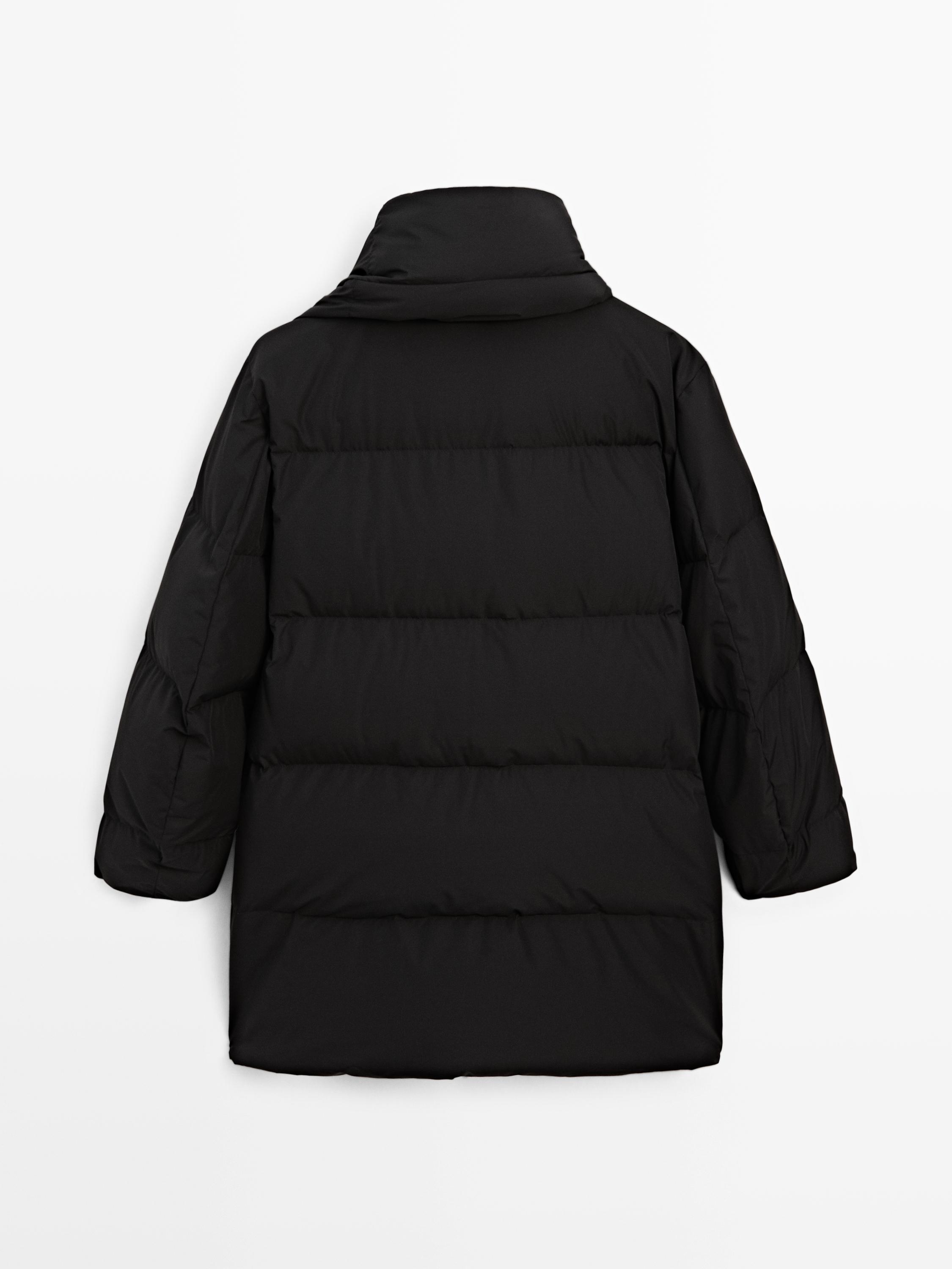 Water-repellent puffer jacket — BLACK