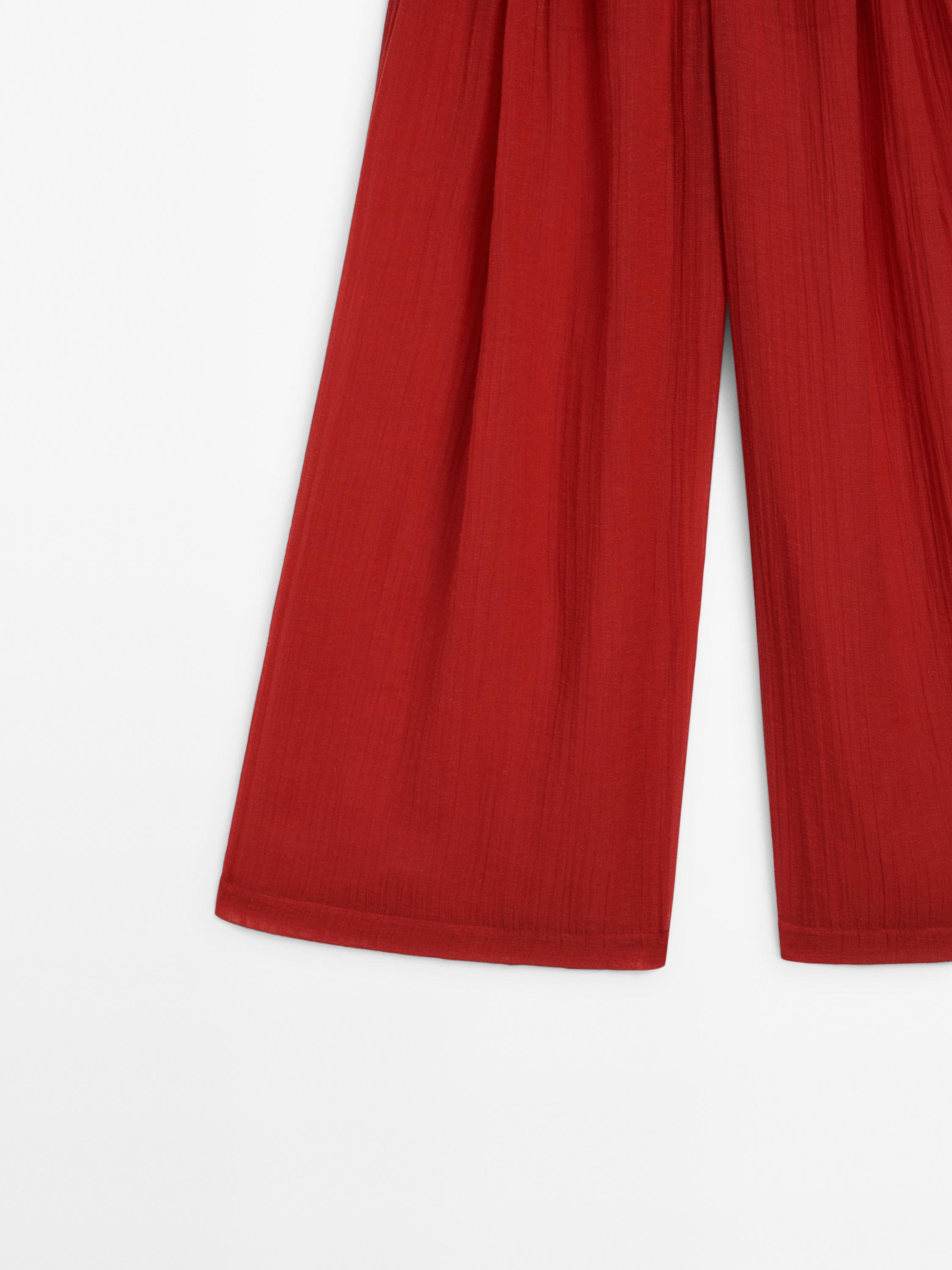 Pantalon fluide à pinces avec 10% de lin