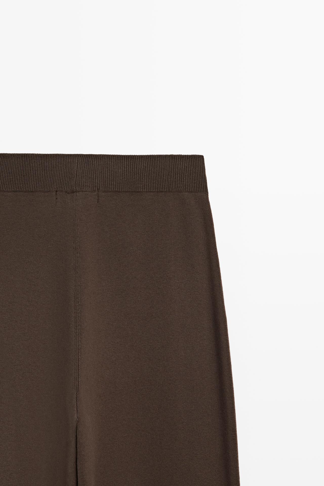 Wide-leg cotton-cashmere pants total look — BROWN