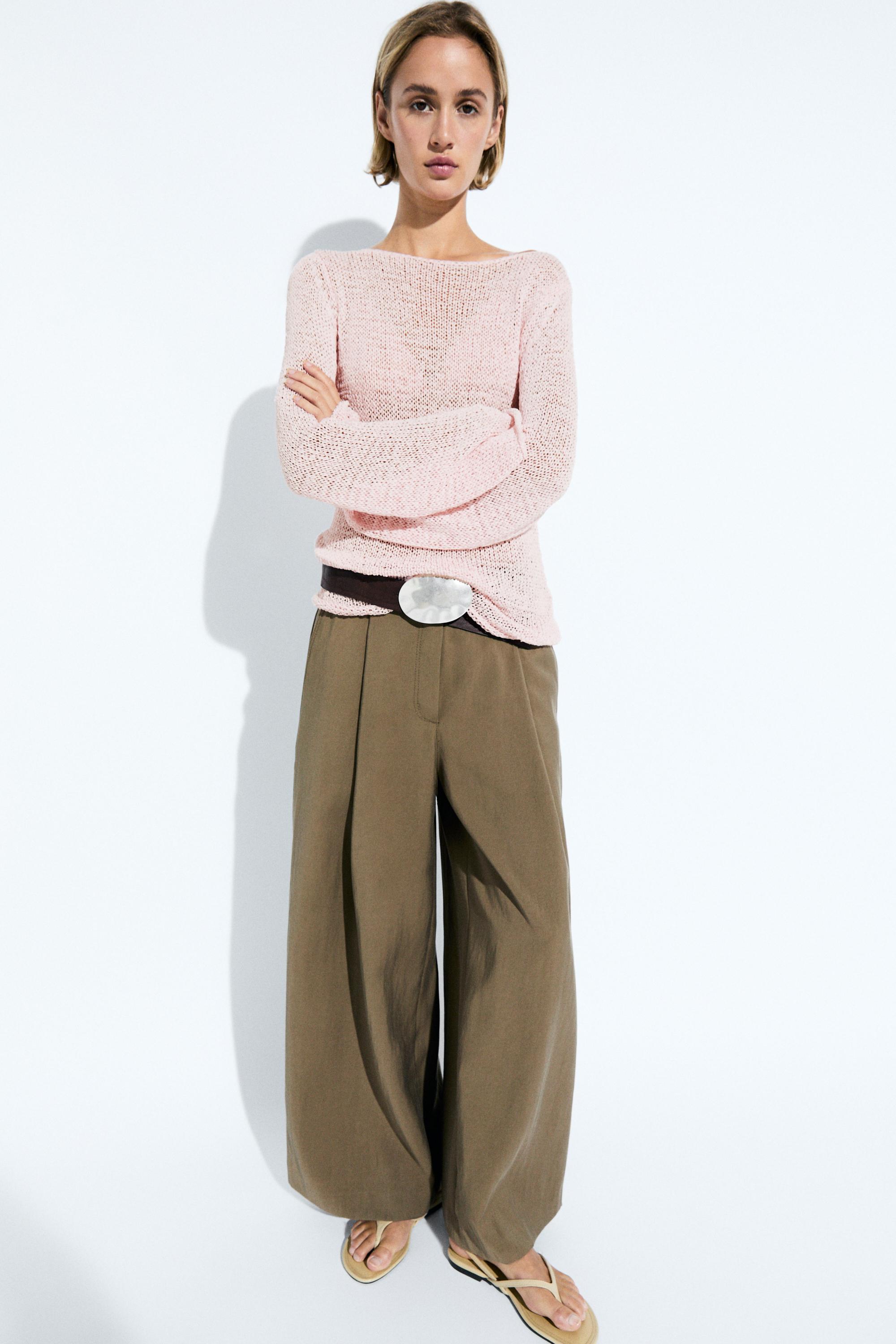 Flowing cropped wide-leg pants — MEDIUM KHAKI
