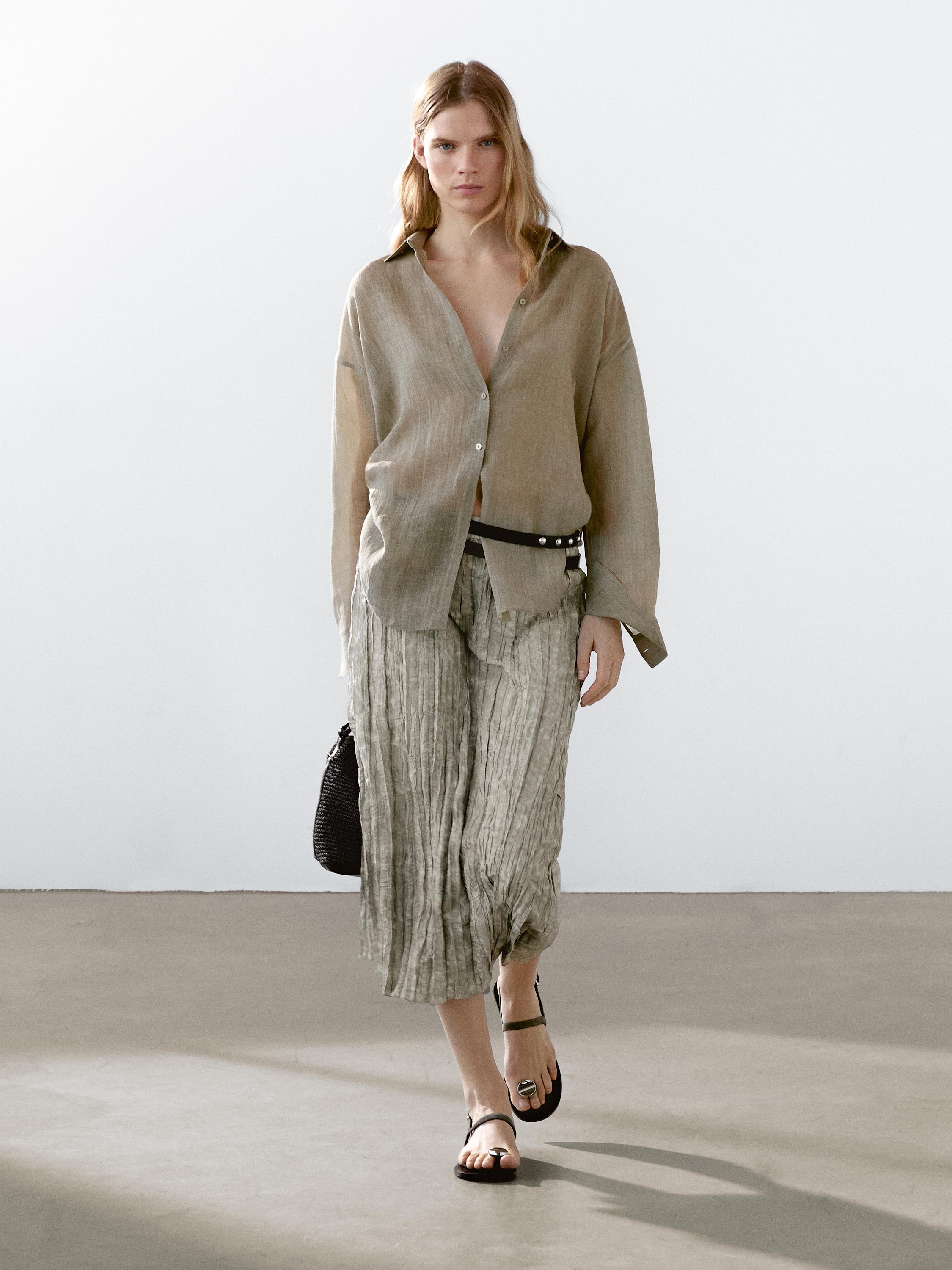 Flowing maltinto ramie blend shirt
