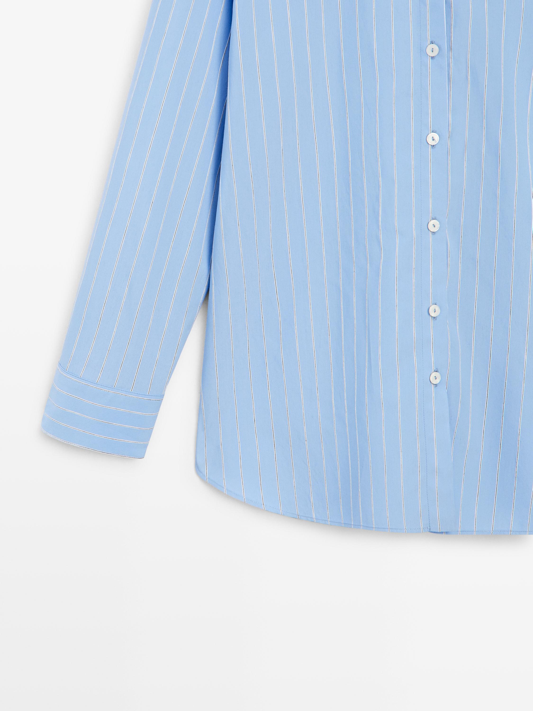 Striped loose-fitting shirt — BLUE