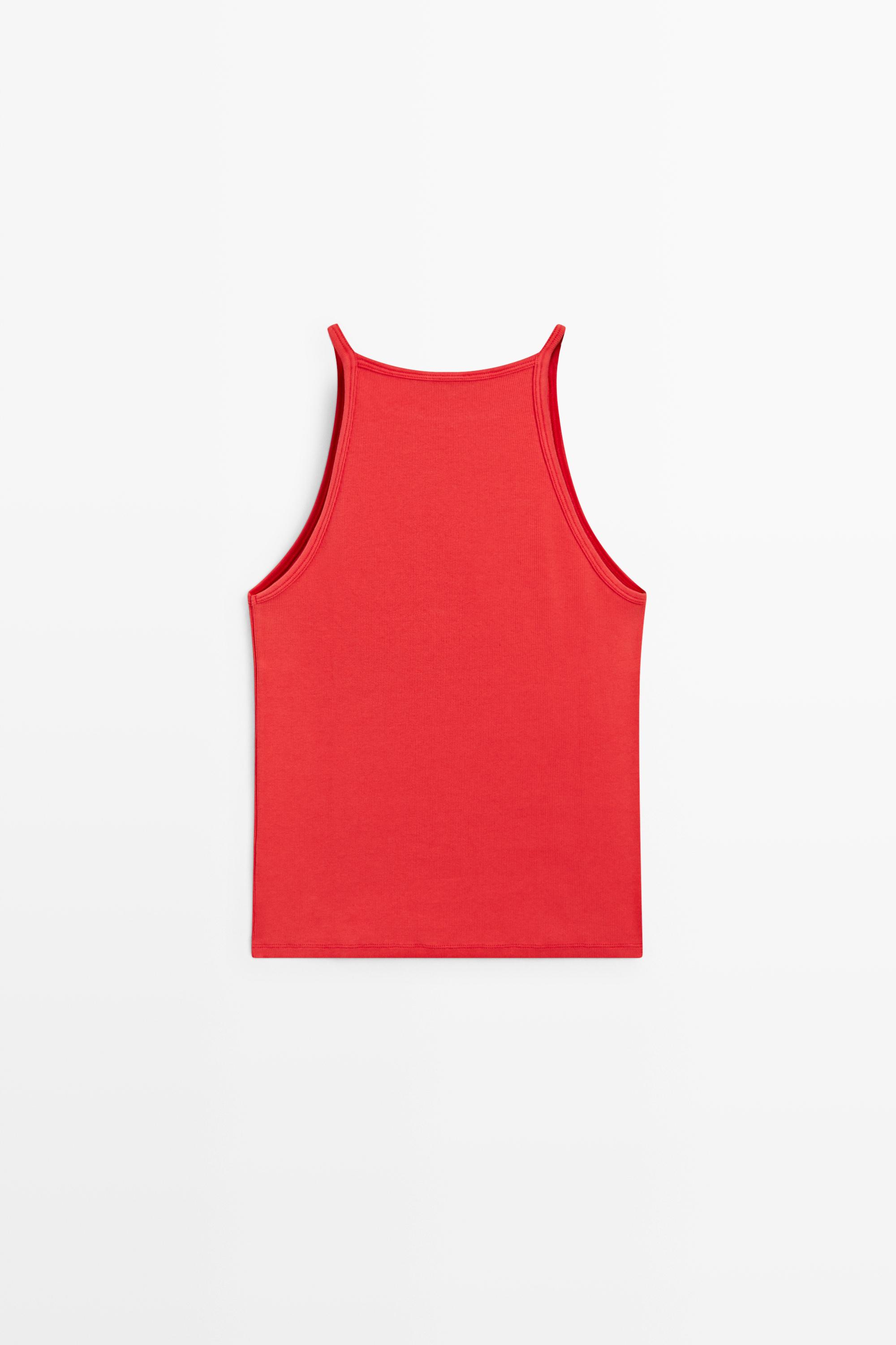Cotton blend halter top — CORAL