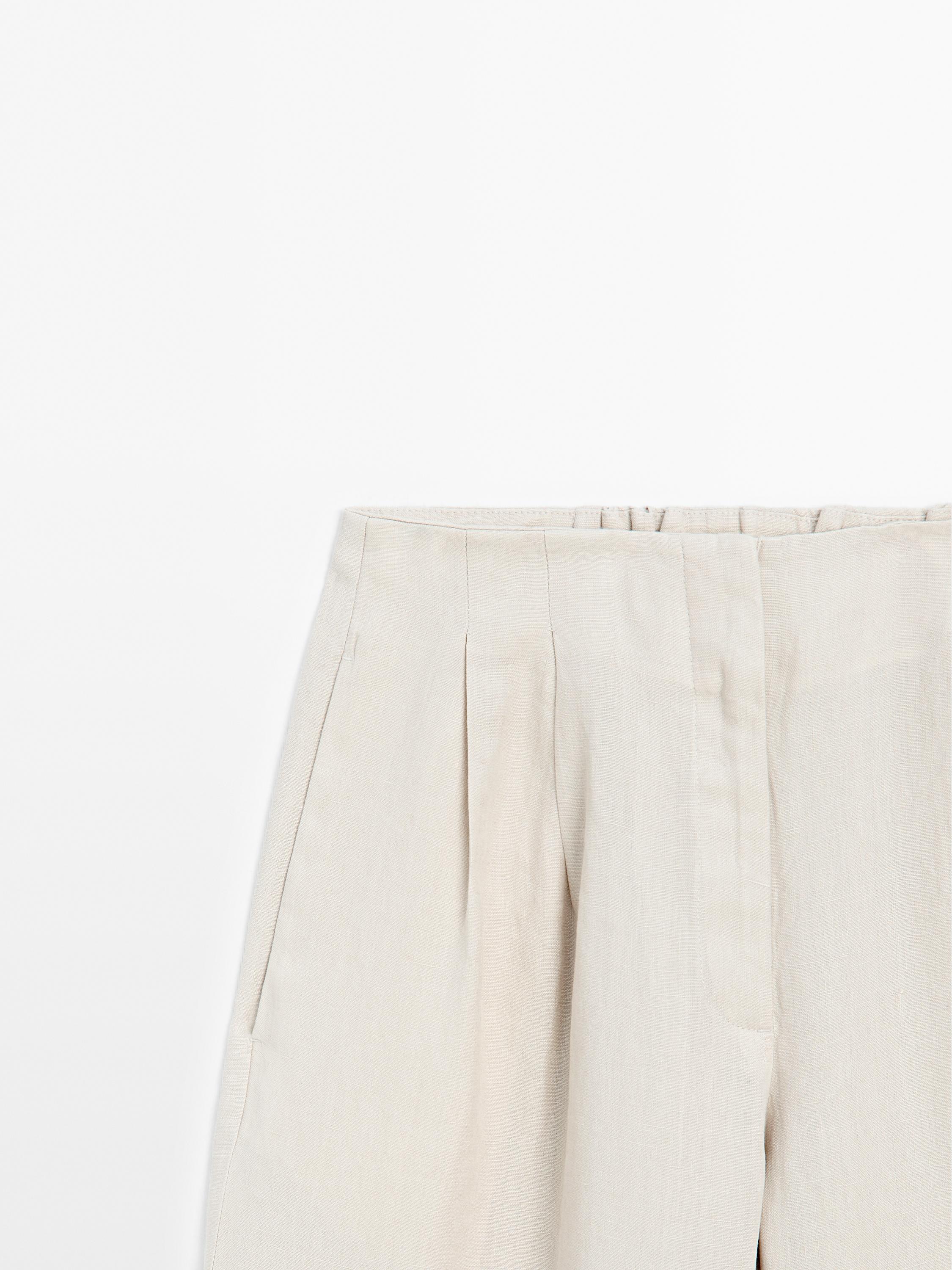 100% linen trousers with double darts