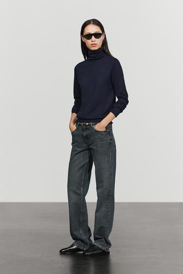 Wool-blend turtleneck knit sweater — NAVY BLUE 8