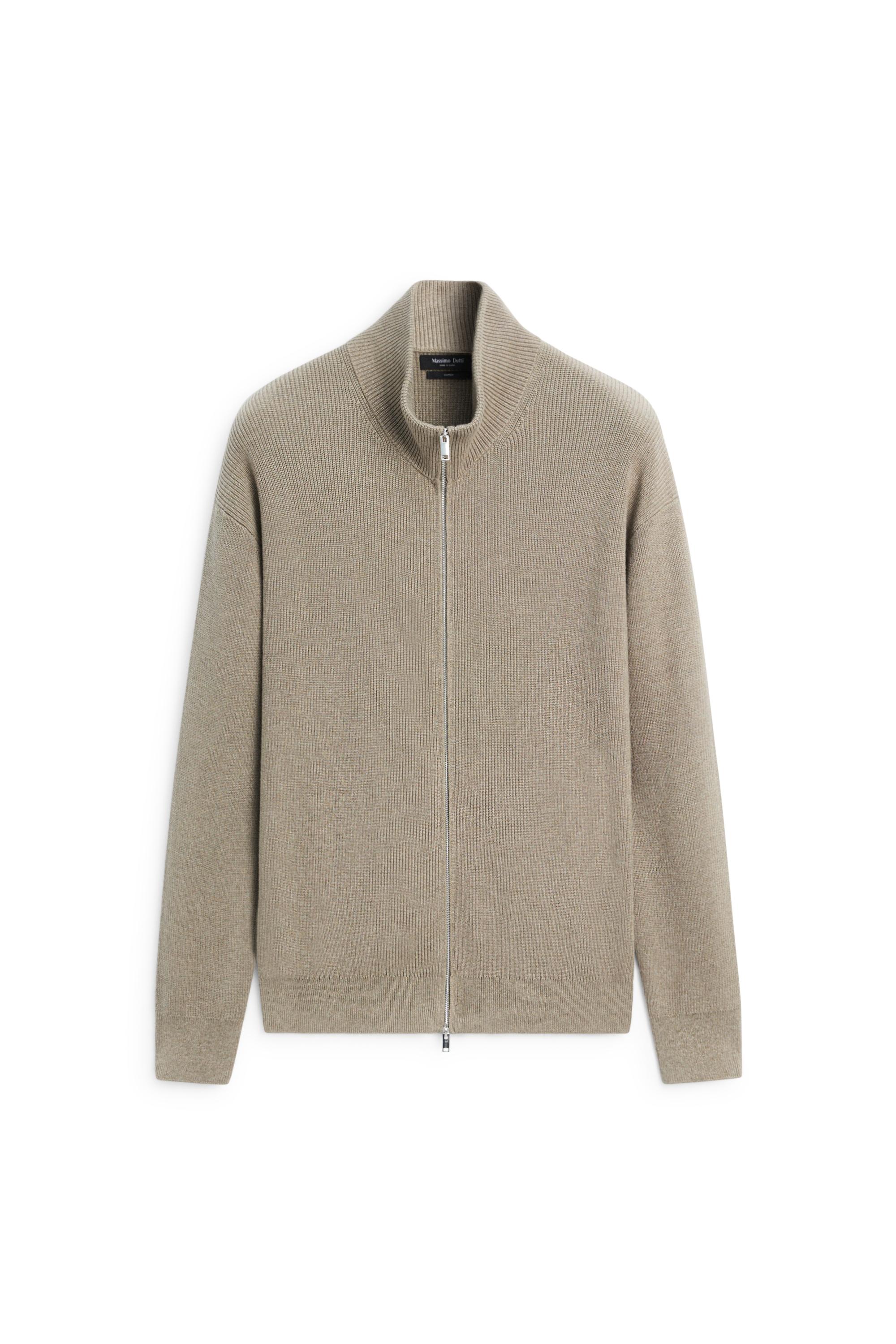 100% cotton ribbed knit cardigan — MARINE GREEN