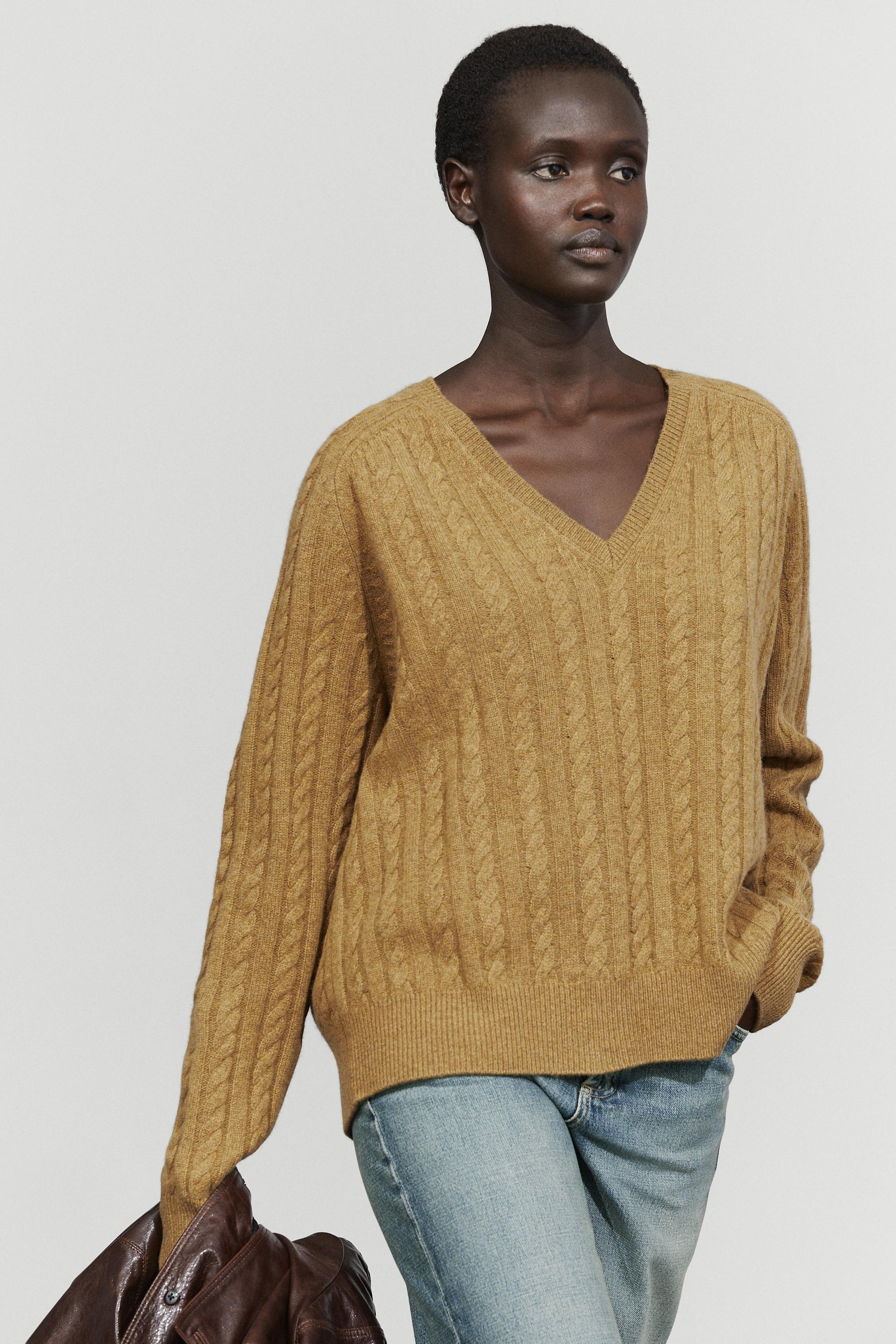 Wool blend cable-knit sweater