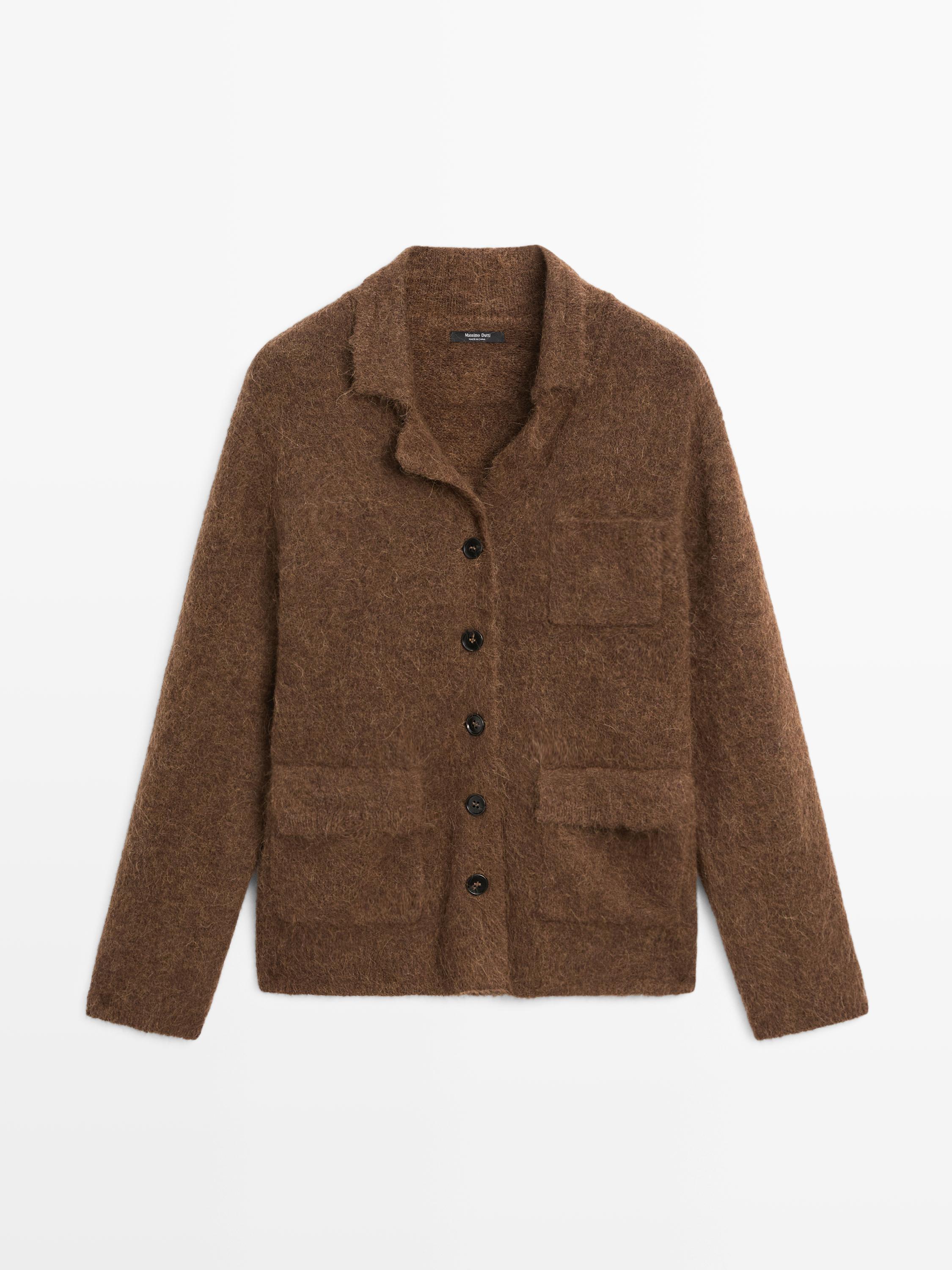 Alpaca blend knit cardigan with pockets
