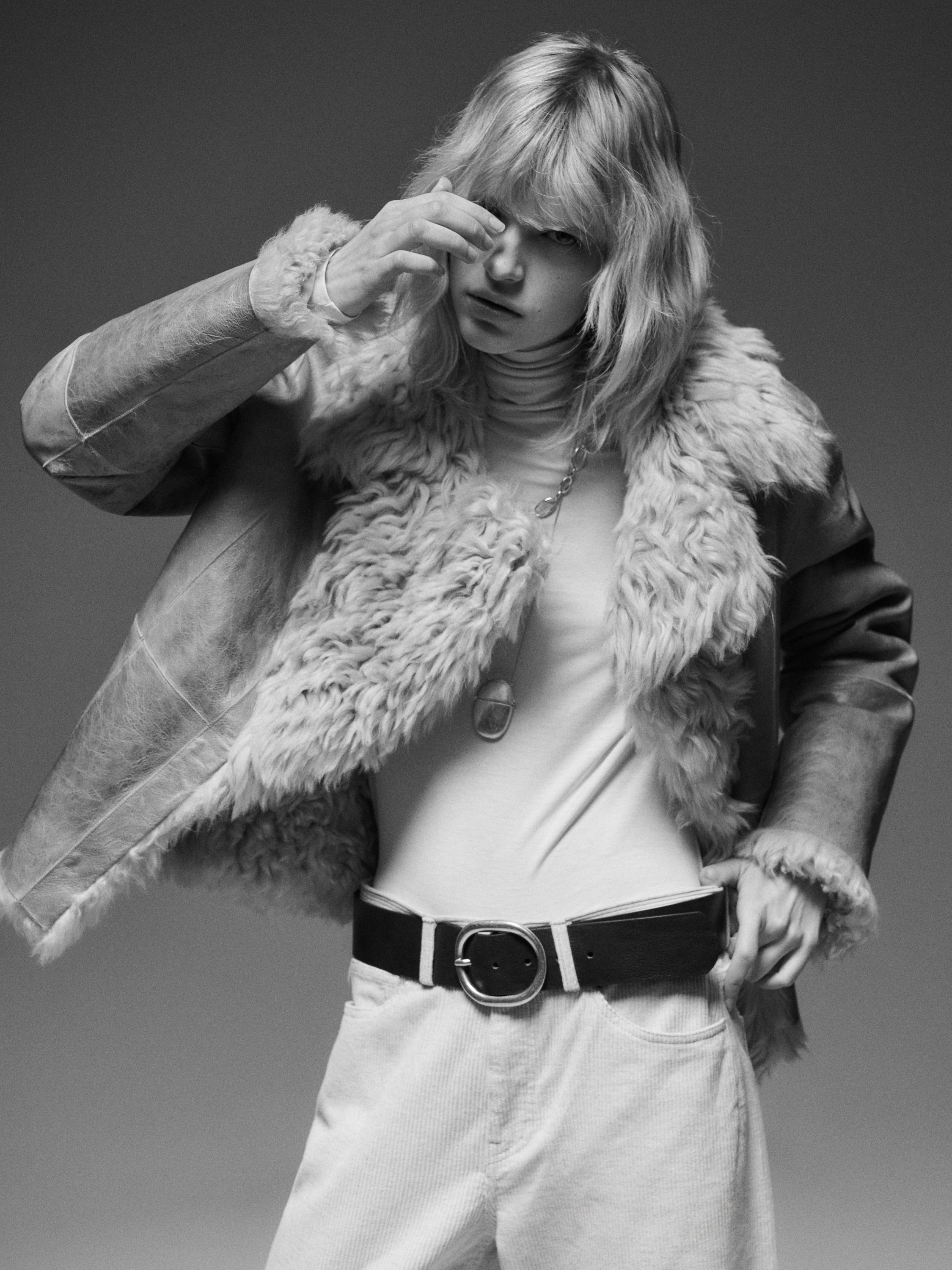 Short leather coat with fur - STUDIO — CREAM