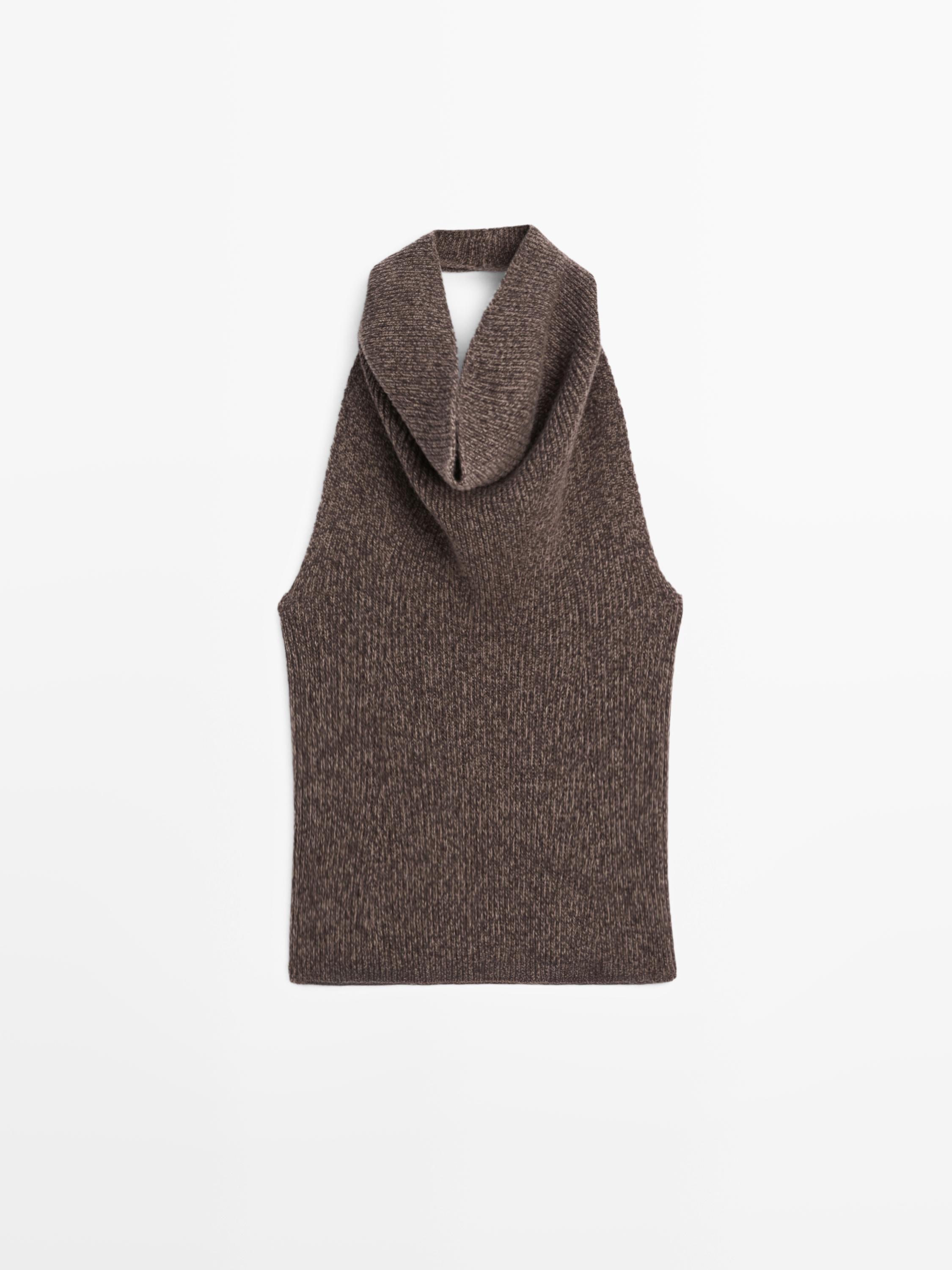 Top-a, halter lepoarekin, puntuz landua, artile/zetazkoa - LIMITED