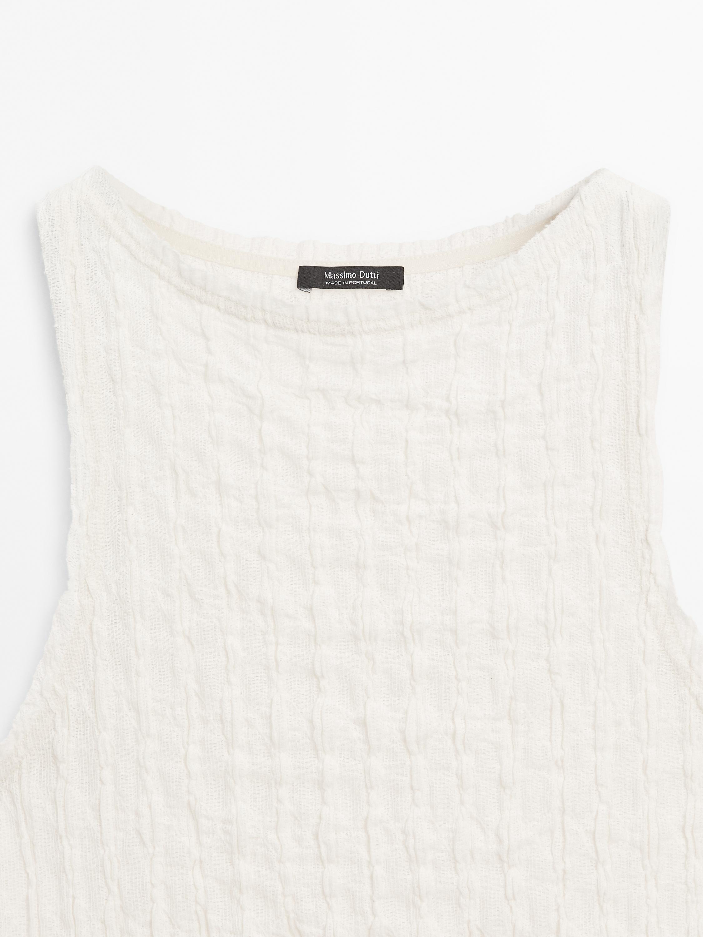 Gathered cotton blend top