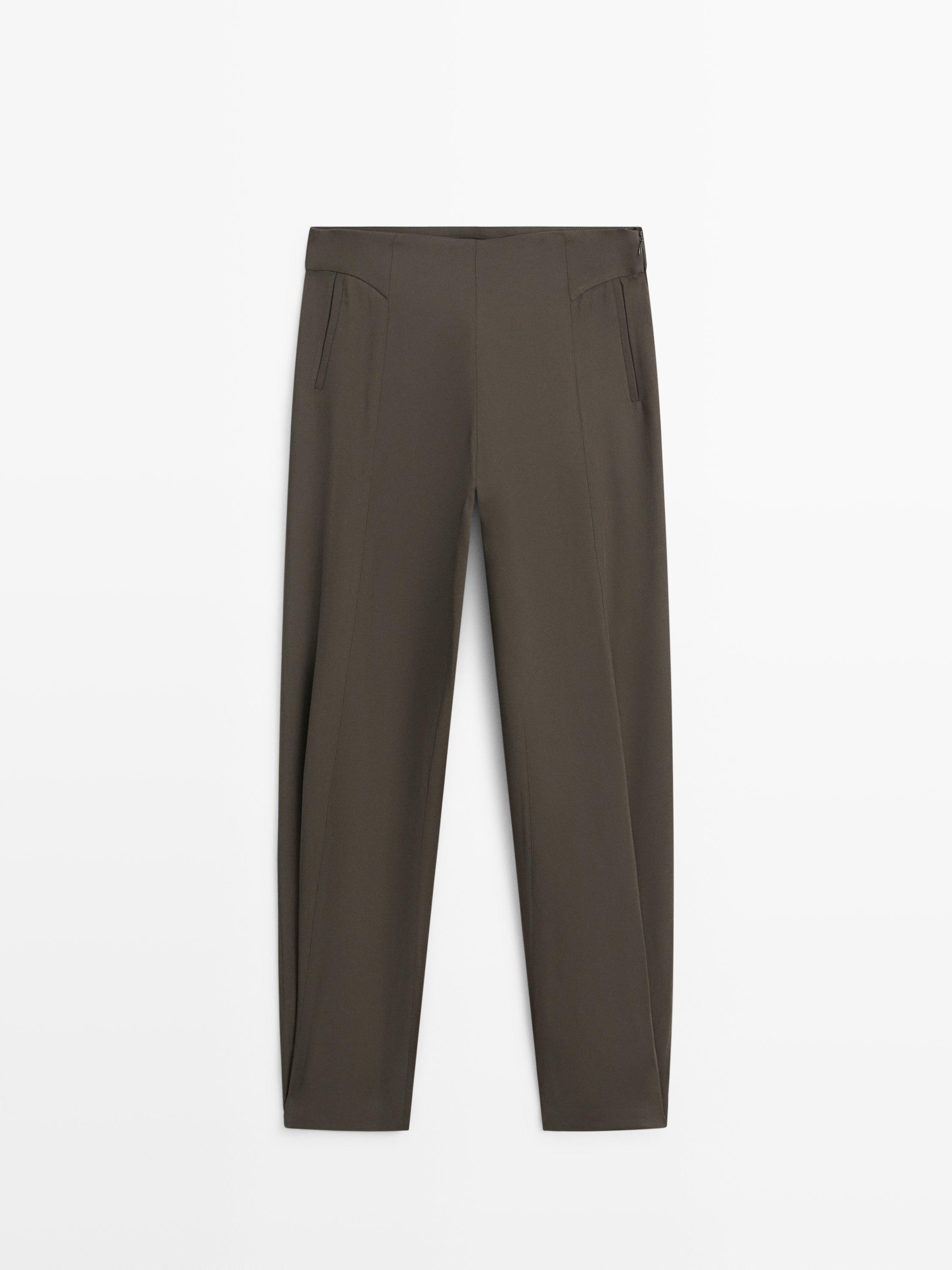 Flowing sarouel trousers — Greyish green
