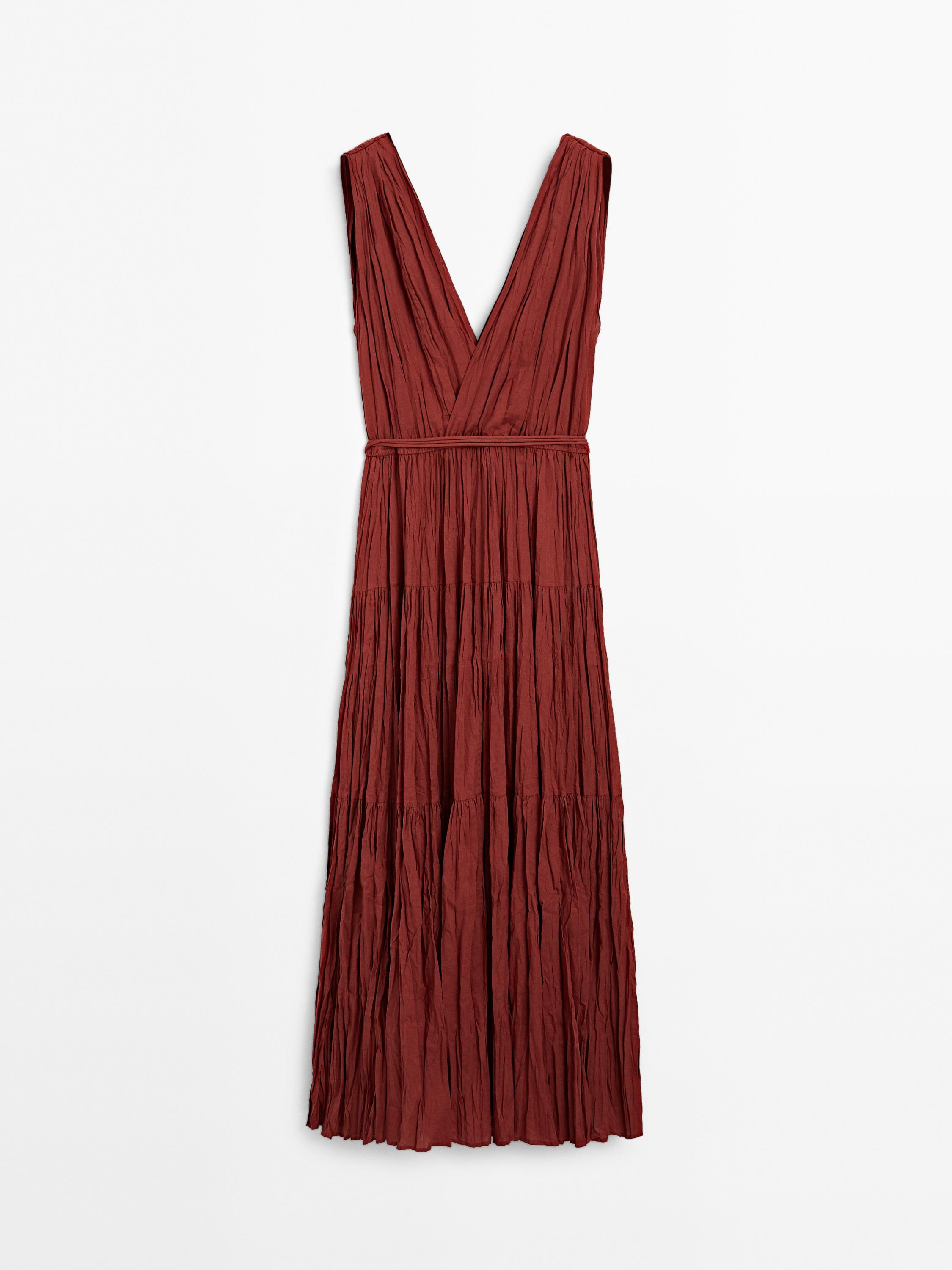 Dlhé plisované šaty zo 100 % bavlny