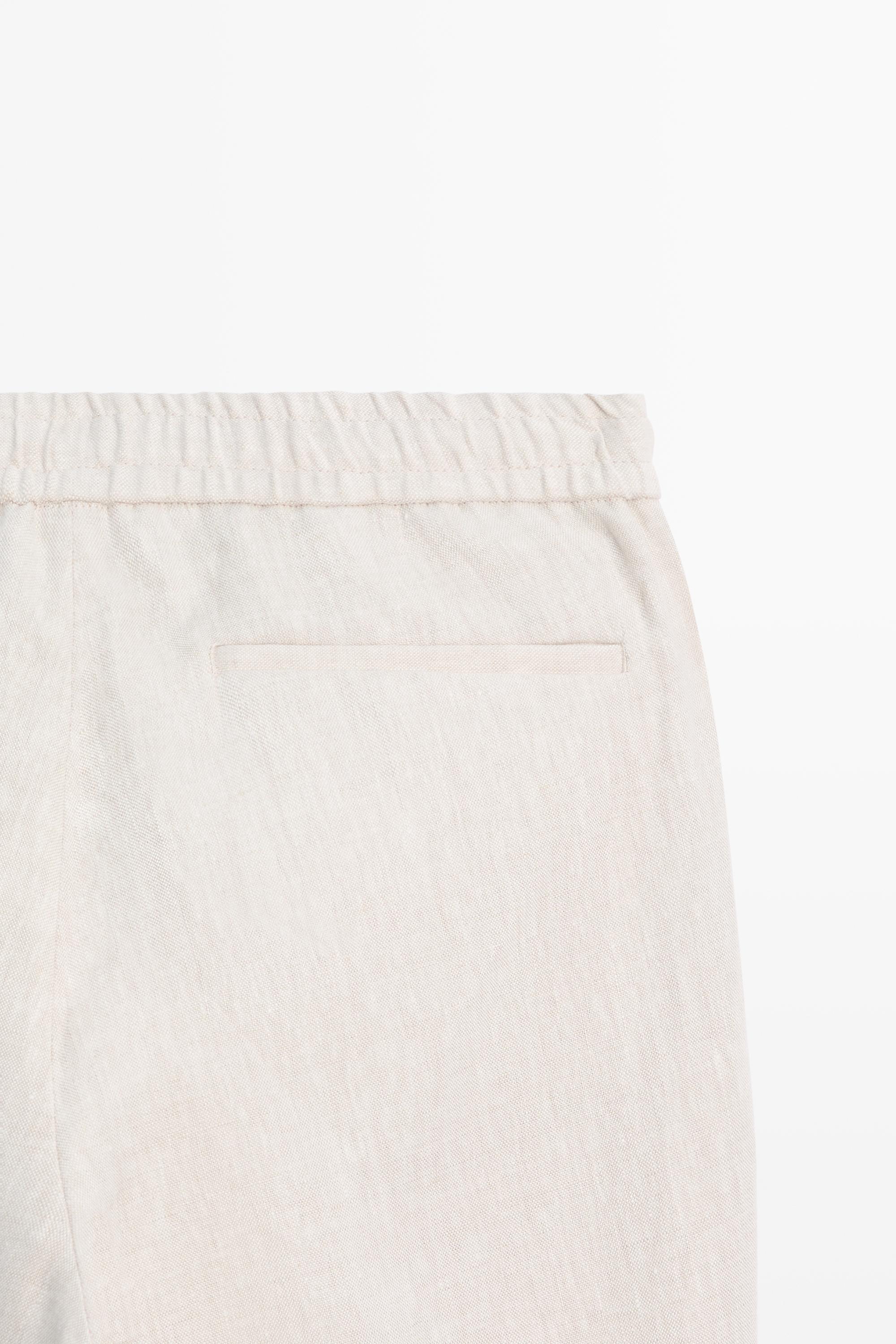 Linen jogger fit trousers — SAND BROWN