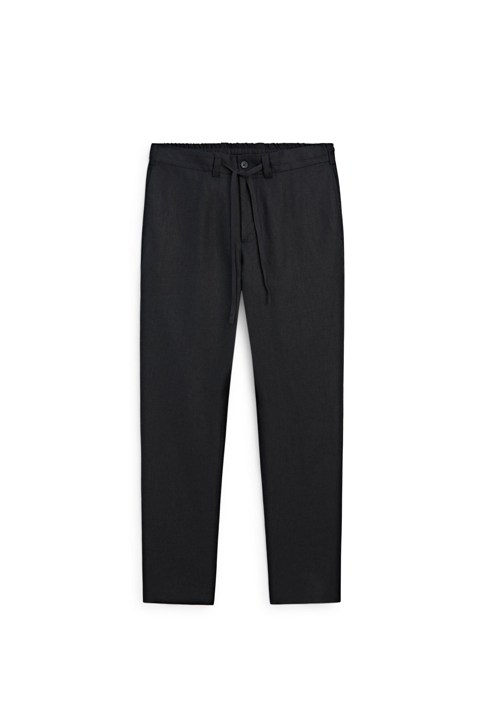 100% linen trousers with elasticated waist — DEEP BLUE