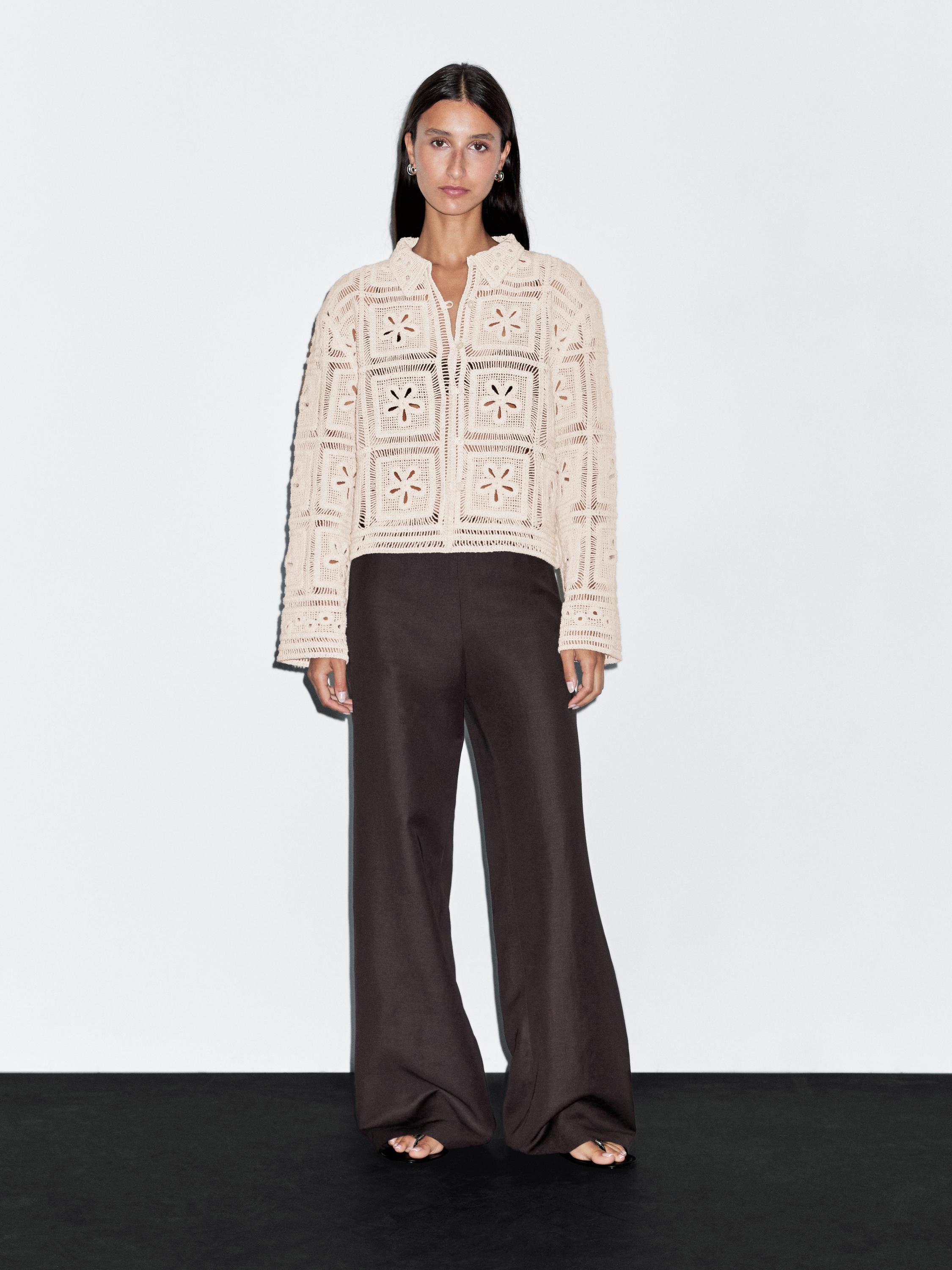 Embellished crochet cardigan