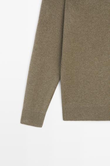 100% wool mock neck knit sweater — BEIGE 7