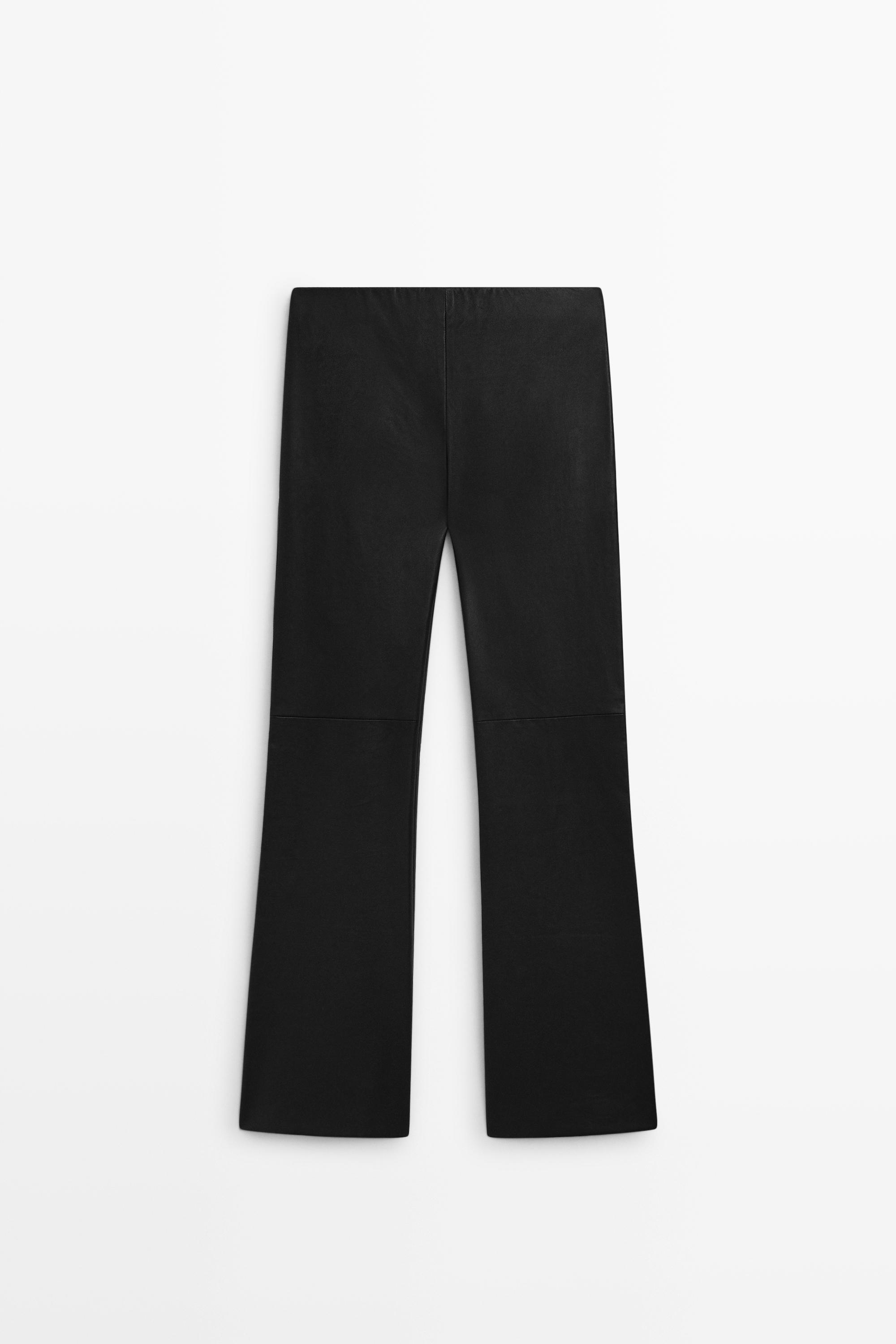 Pantaloni leggings evazați din piele nappa