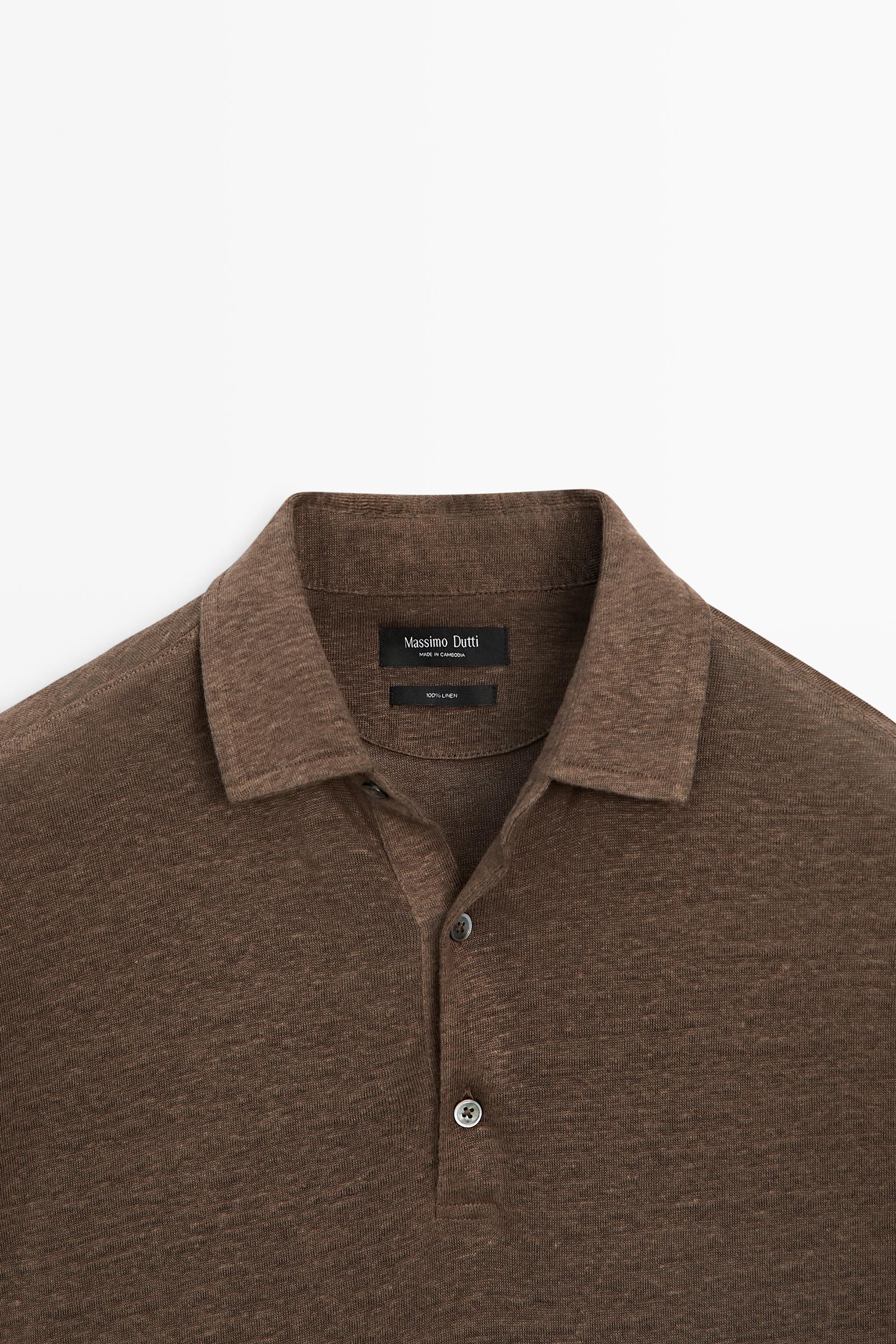 100% linen short sleeve polo shirt — OIL