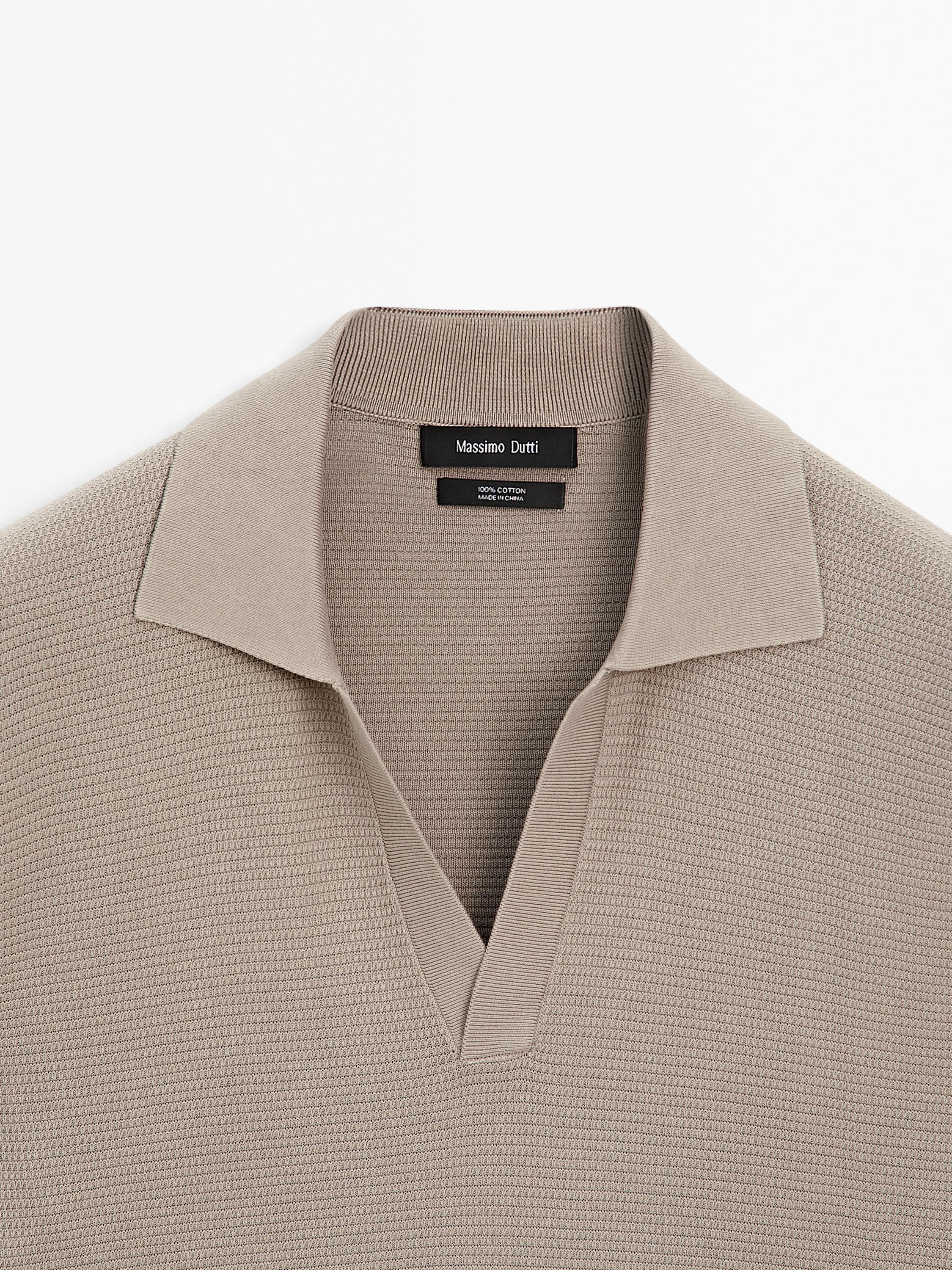 Knit V-neck polo shirt
