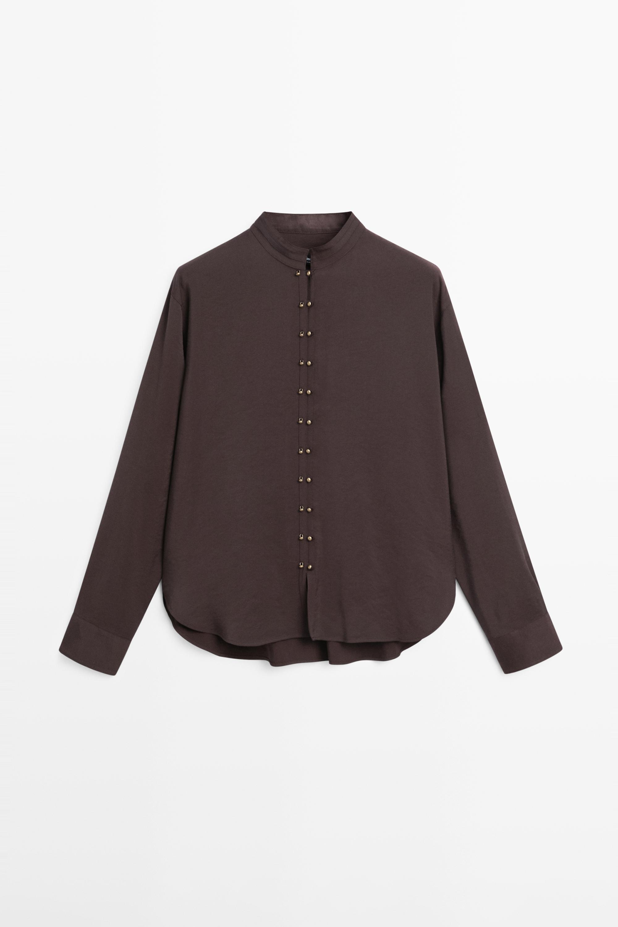 قميص فضفاض مفصل بأزرار