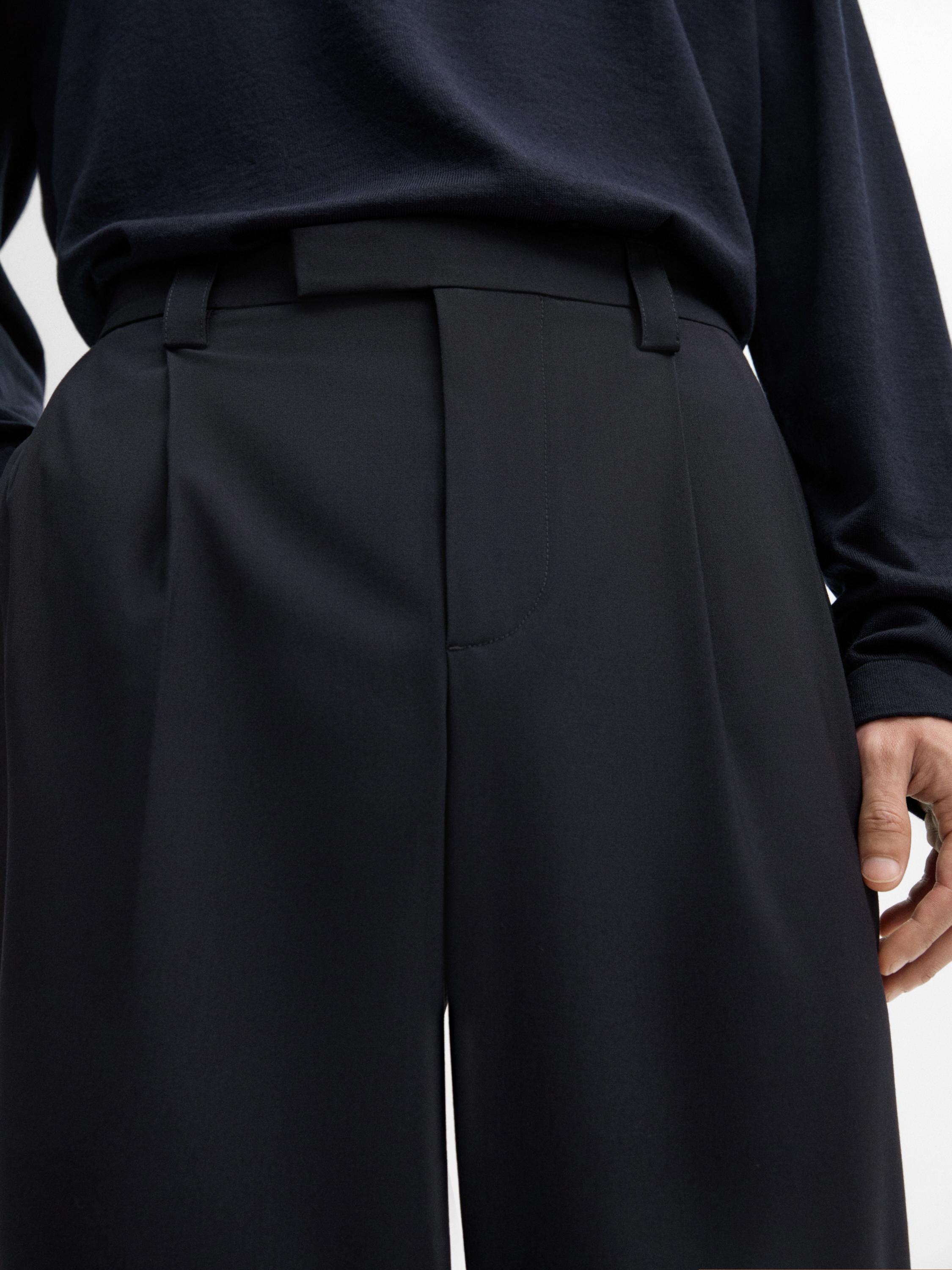 Wool blend darted trousers