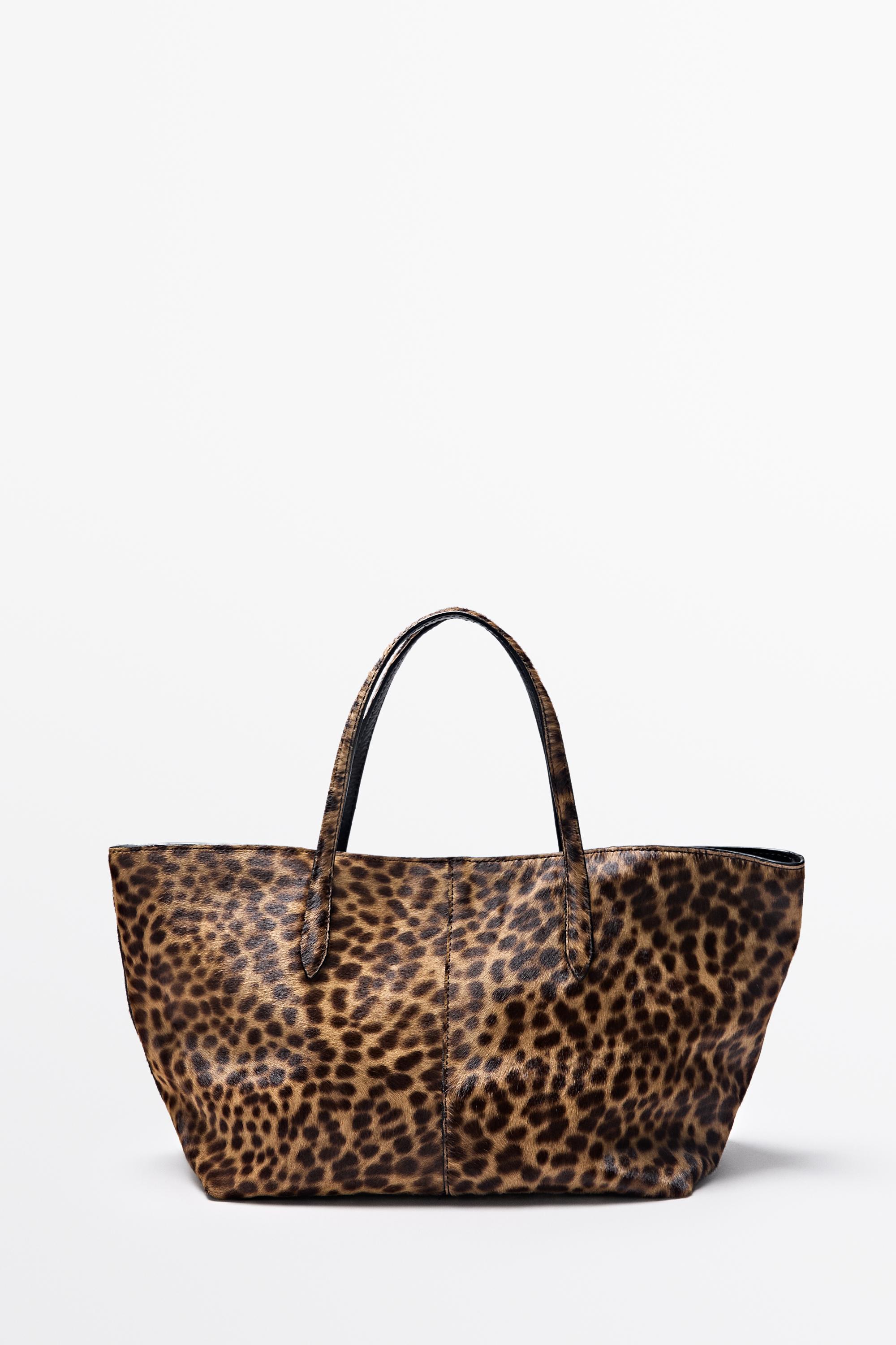 Sac tote moyen en cuir façon fourrure