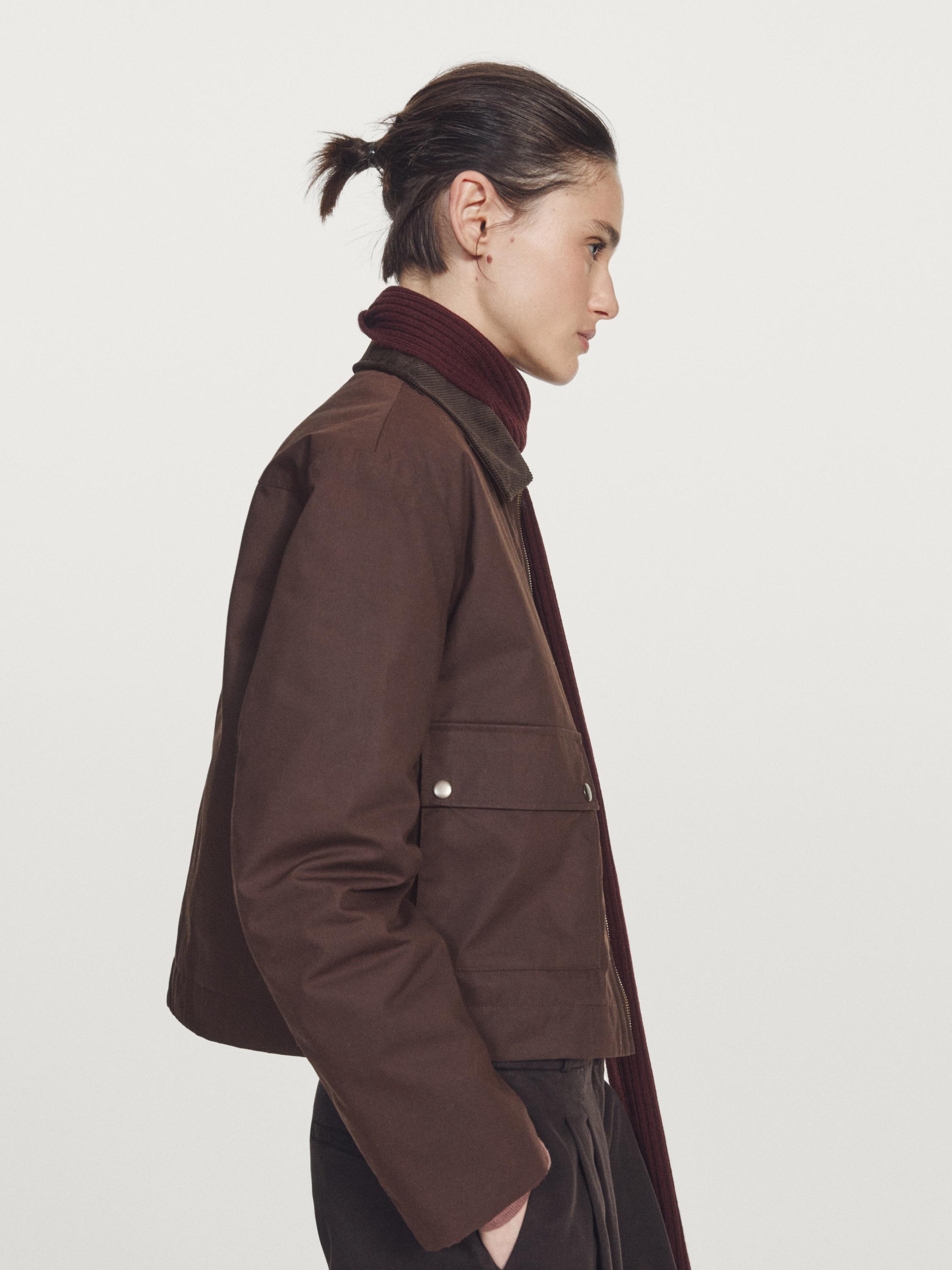Short jacket with corduroy collar detail
