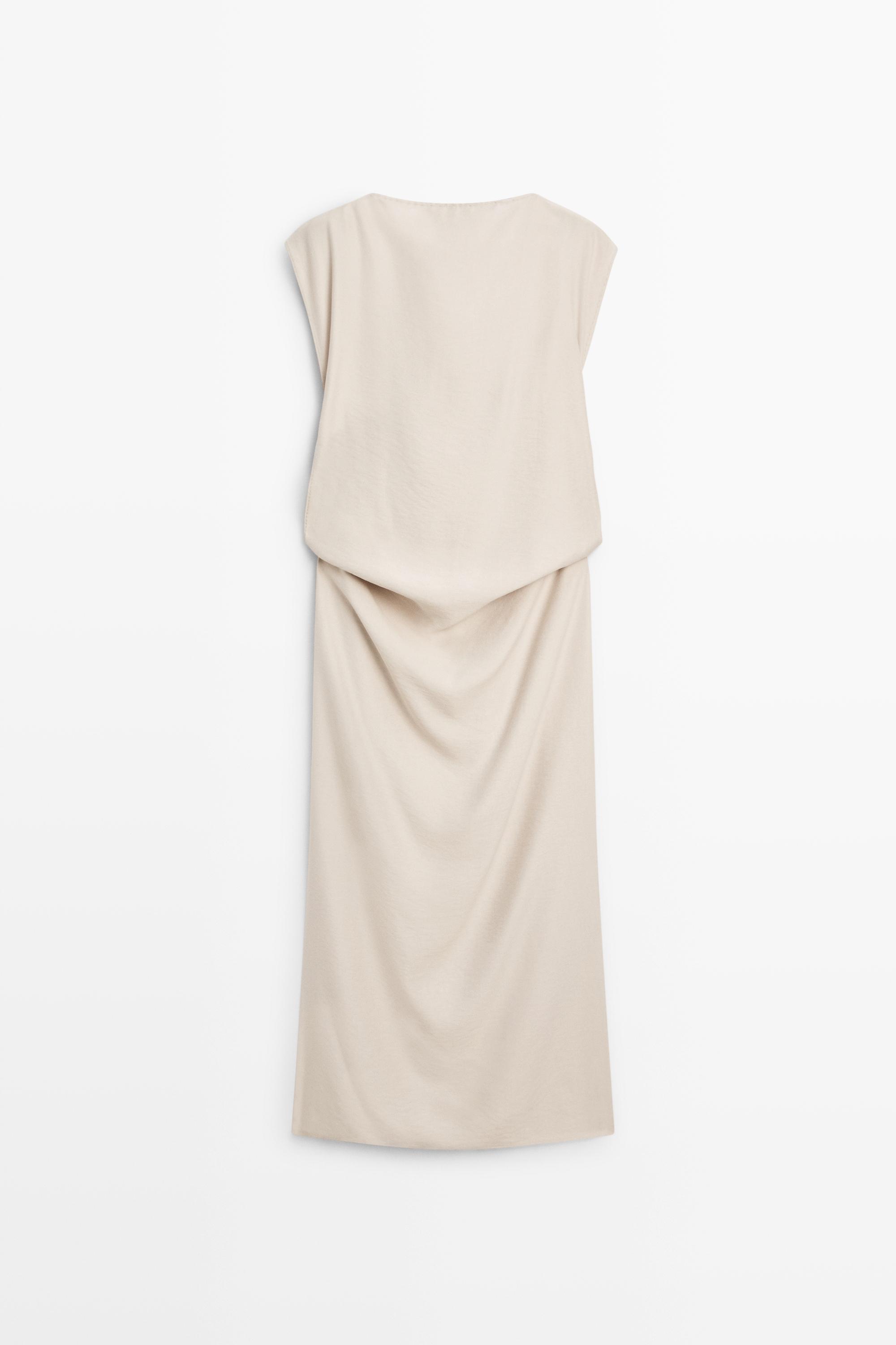 Asymmetrical drape detail dress - STUDIO — STONE