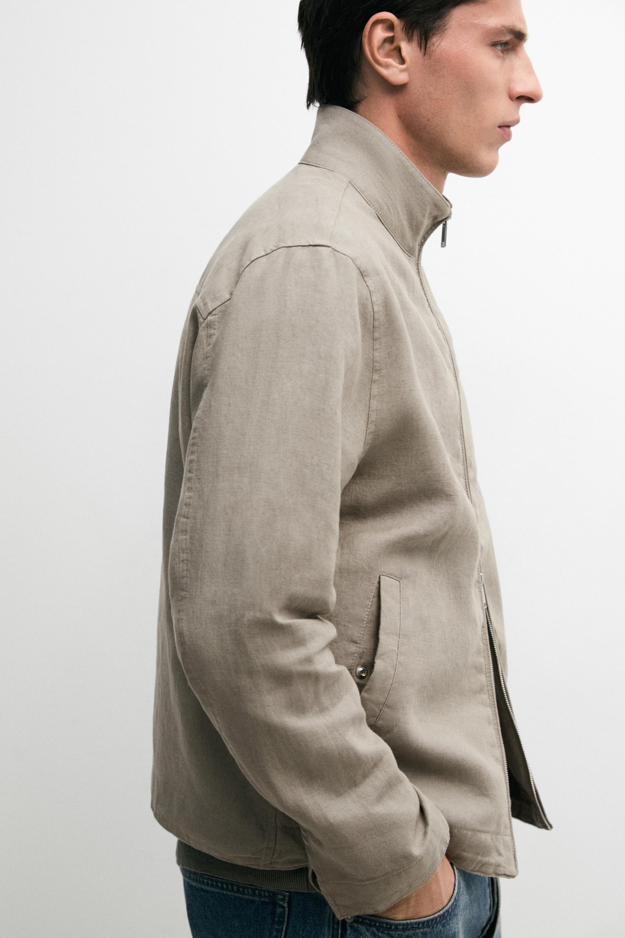 Linen bomber jacket — BEIGE