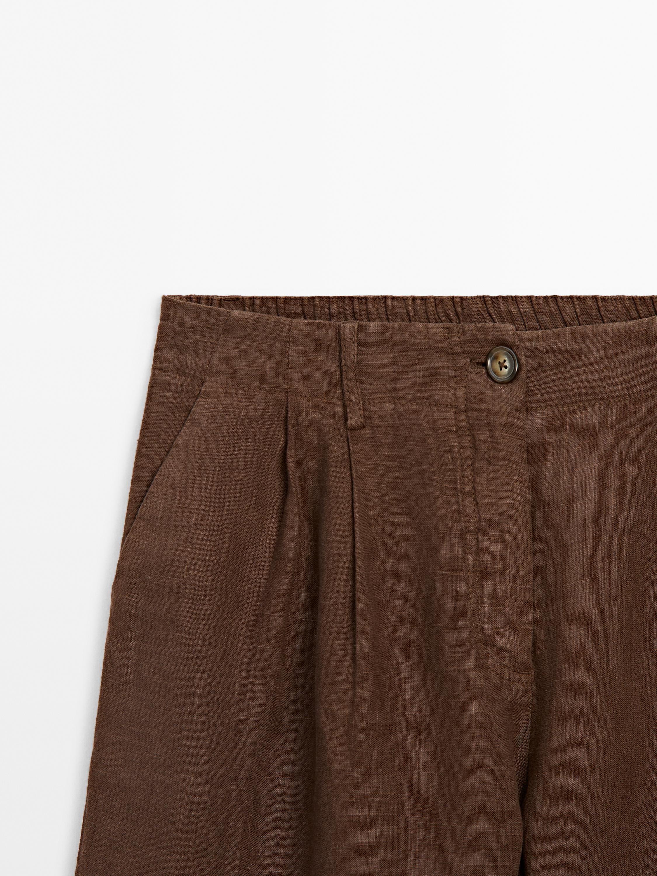 Bermuda lino doble pinza